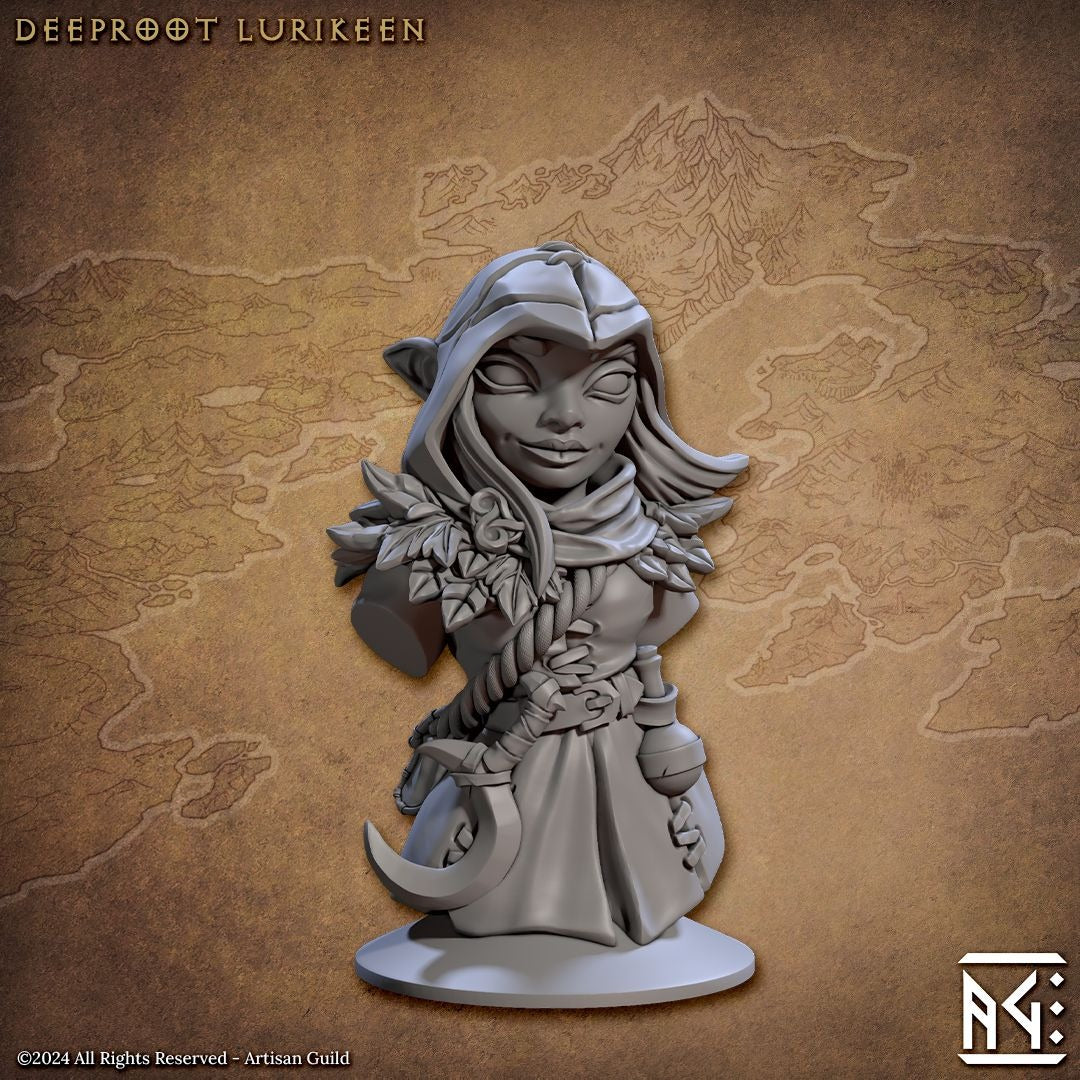 Bust: Female Deeproot Lurikeen - 3d Printed Miniature sculpted by Artisan Guild