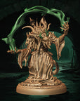 a statue of a demon holding a staff