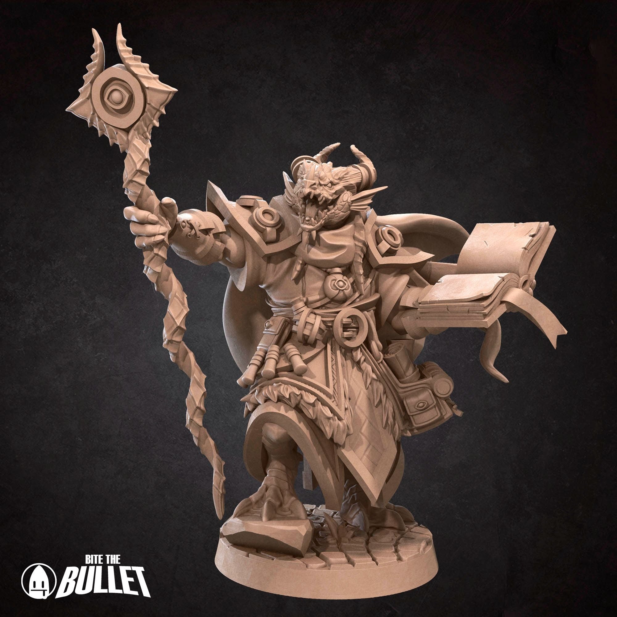 Dragonborn Sorcerer - 3d Printed Miniature sculpted by Bite the Bullet