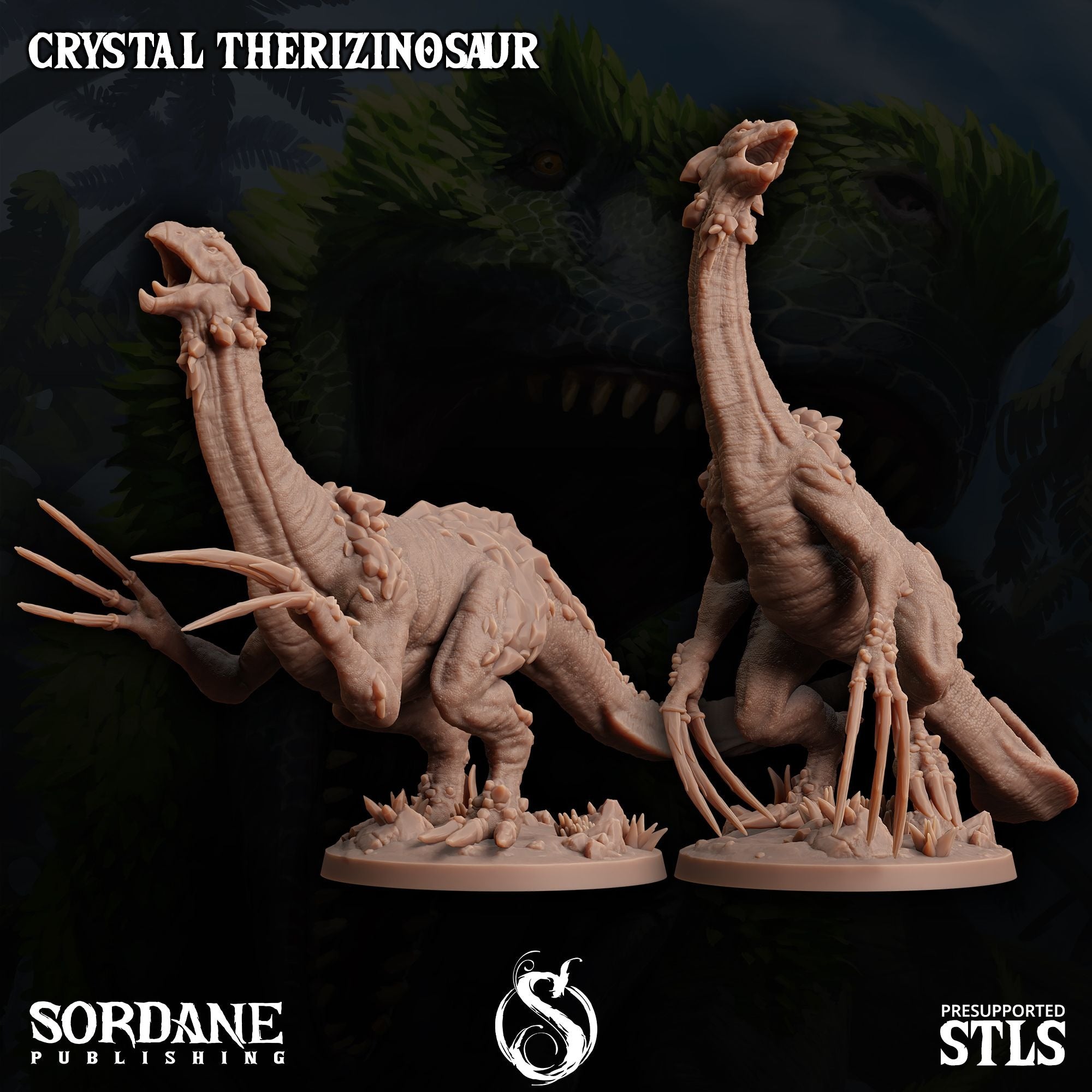 Crystal Therizinosaur - Dino Domination - 3d Printed Miniature