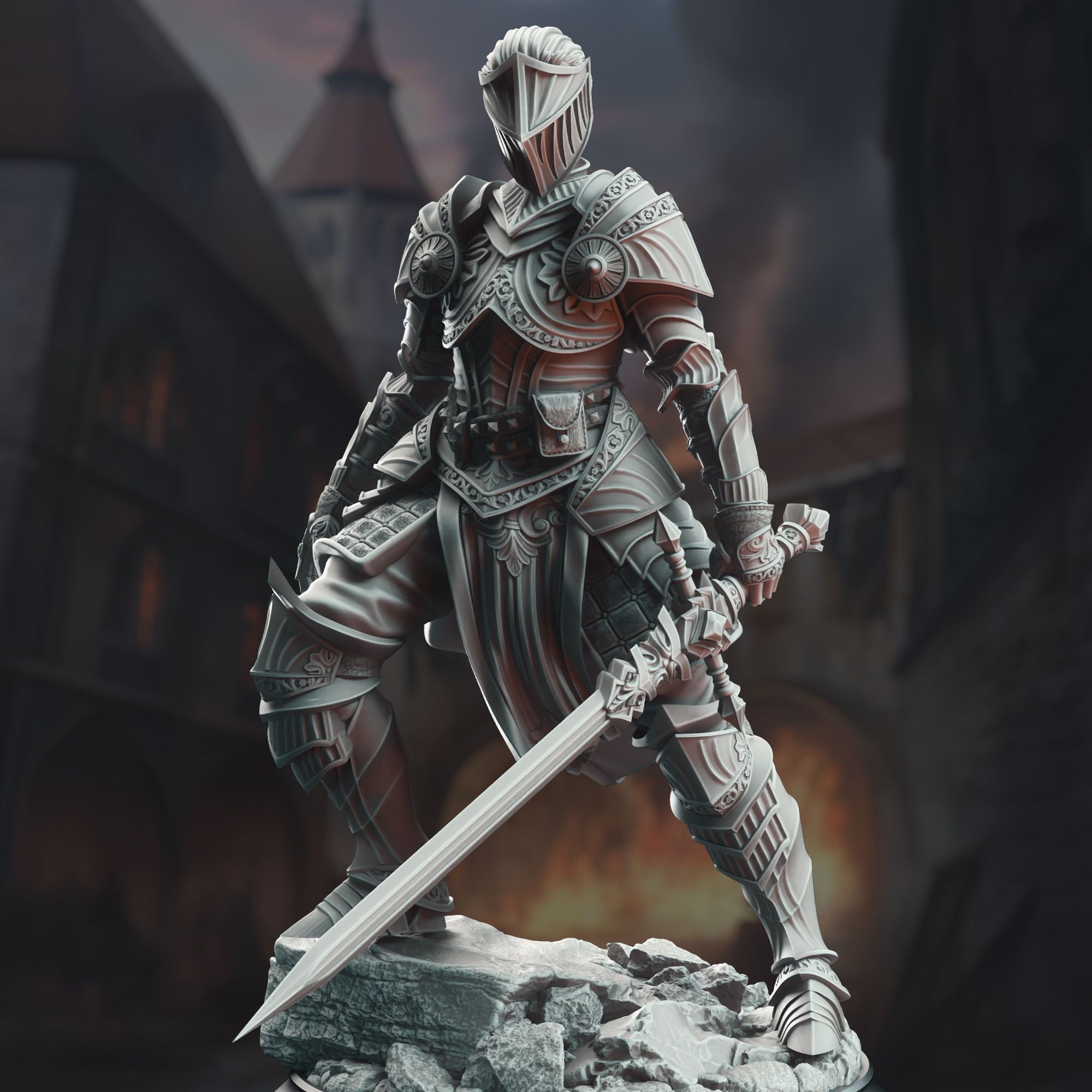 Vera Lanius the Absolved, Knight Commander - 3d Printed Miniature Sculpted by DM Stash