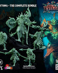 Krytona Skrill, Sahaugin Lord and Minions - 3d Printed Miniature Sculpted by Big Bad Evil Guys