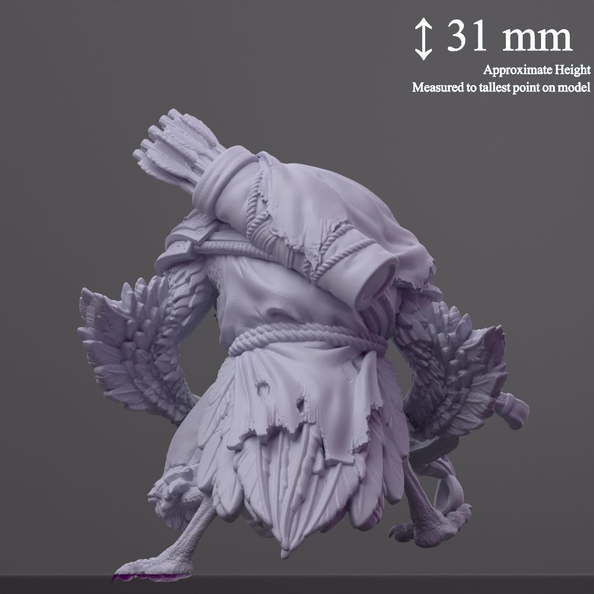 Kreak the Flightless, Birdfolk Rogue - 3d Printed Miniature Sculpted by The Witchguild