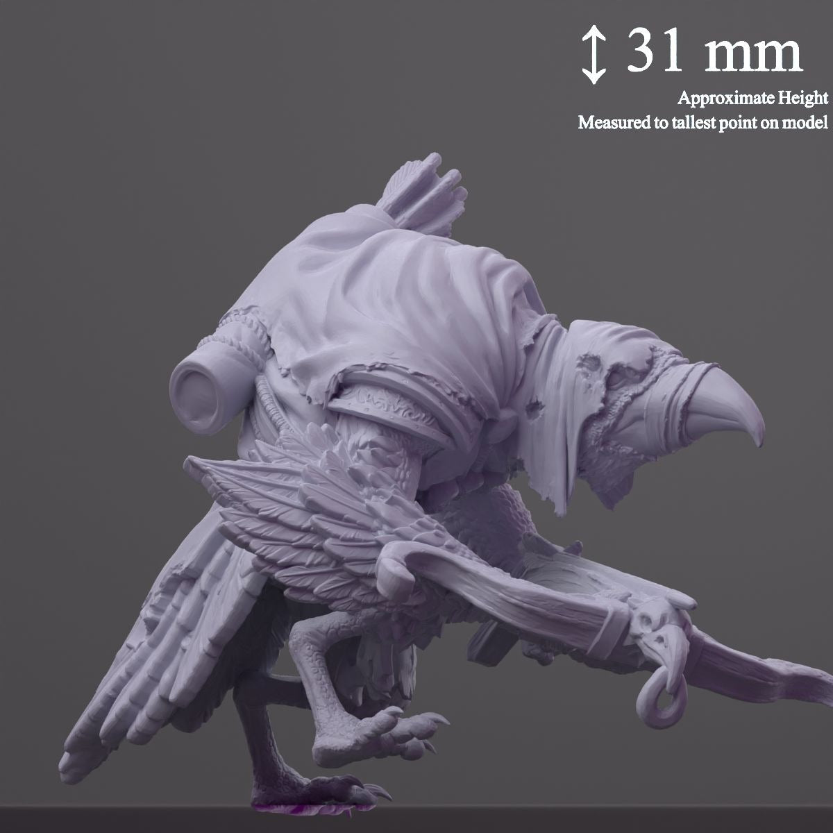 Kreak the Flightless, Birdfolk Rogue - 3d Printed Miniature Sculpted by The Witchguild