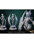 Guardian of the Golden Flame - Gilded Wrath - 3d Printed Miniature Sculpted by White Werewolf Tavern