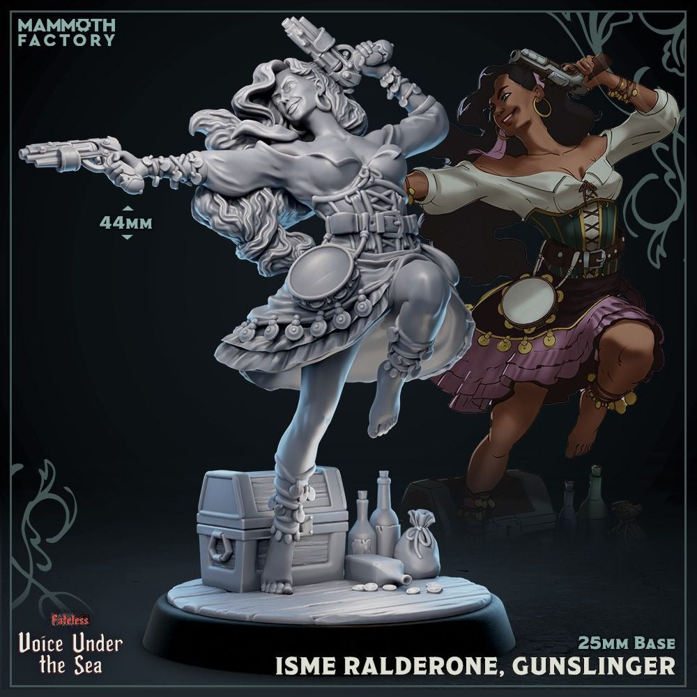 Isme Ralderone, Gunslinger Captain - Voice Under the Sea - 3d Printed Miniature Sculpted by Mammoth Factory