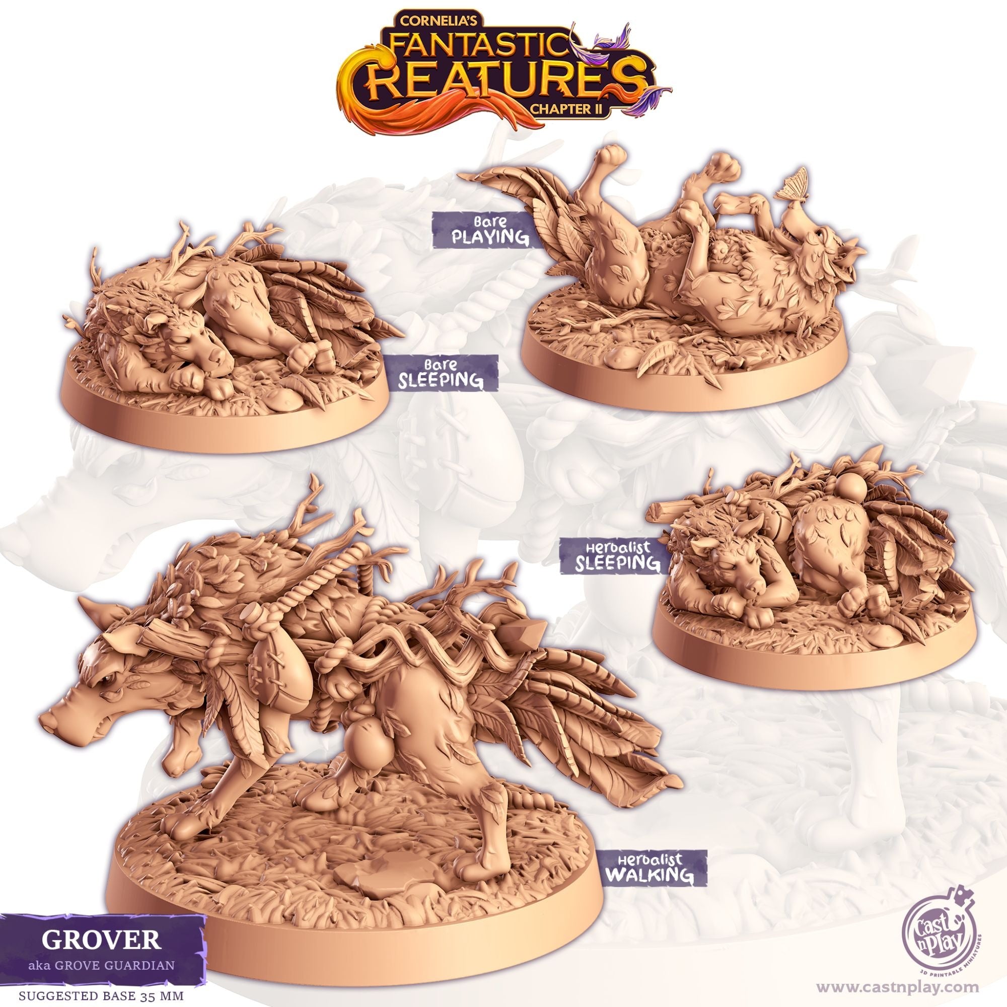 Grover (Grove Guardian) - Fantastic Creatures - 3d Printed Miniature Sculpted by Cast N Play