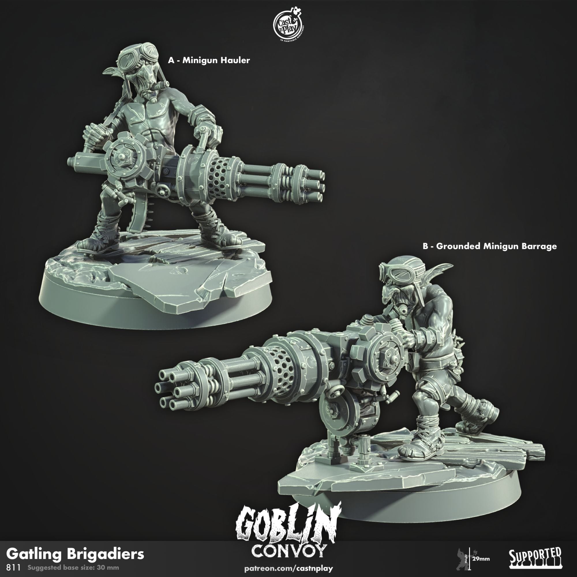 Goblin Gatling Brigadiers - Goblin Convoy - 3d Printed Miniature Sculpted by Cast N Play
