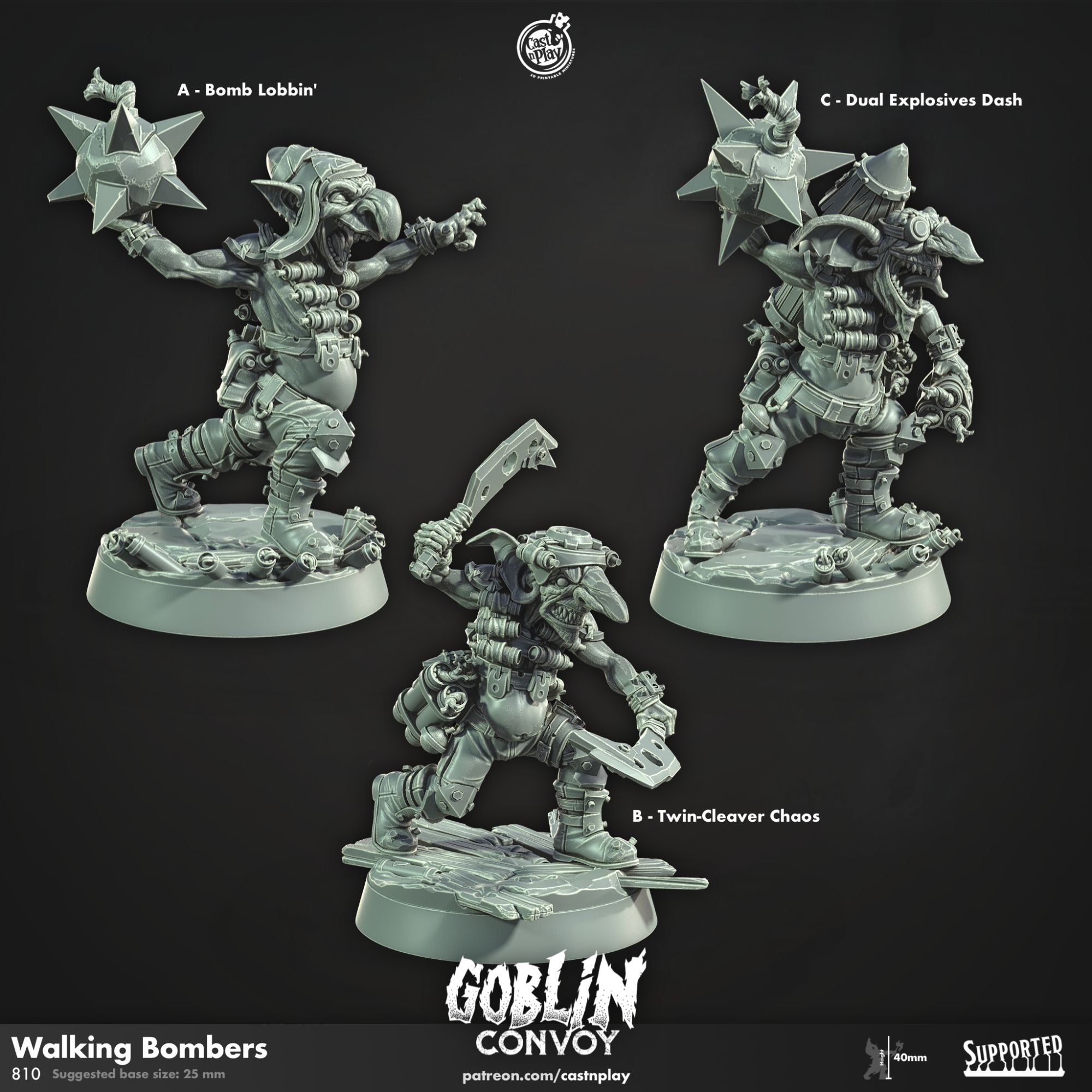 Goblin Walking Bombers - Goblin Convoy - 3d Printed Miniature Sculpted by Cast N Play