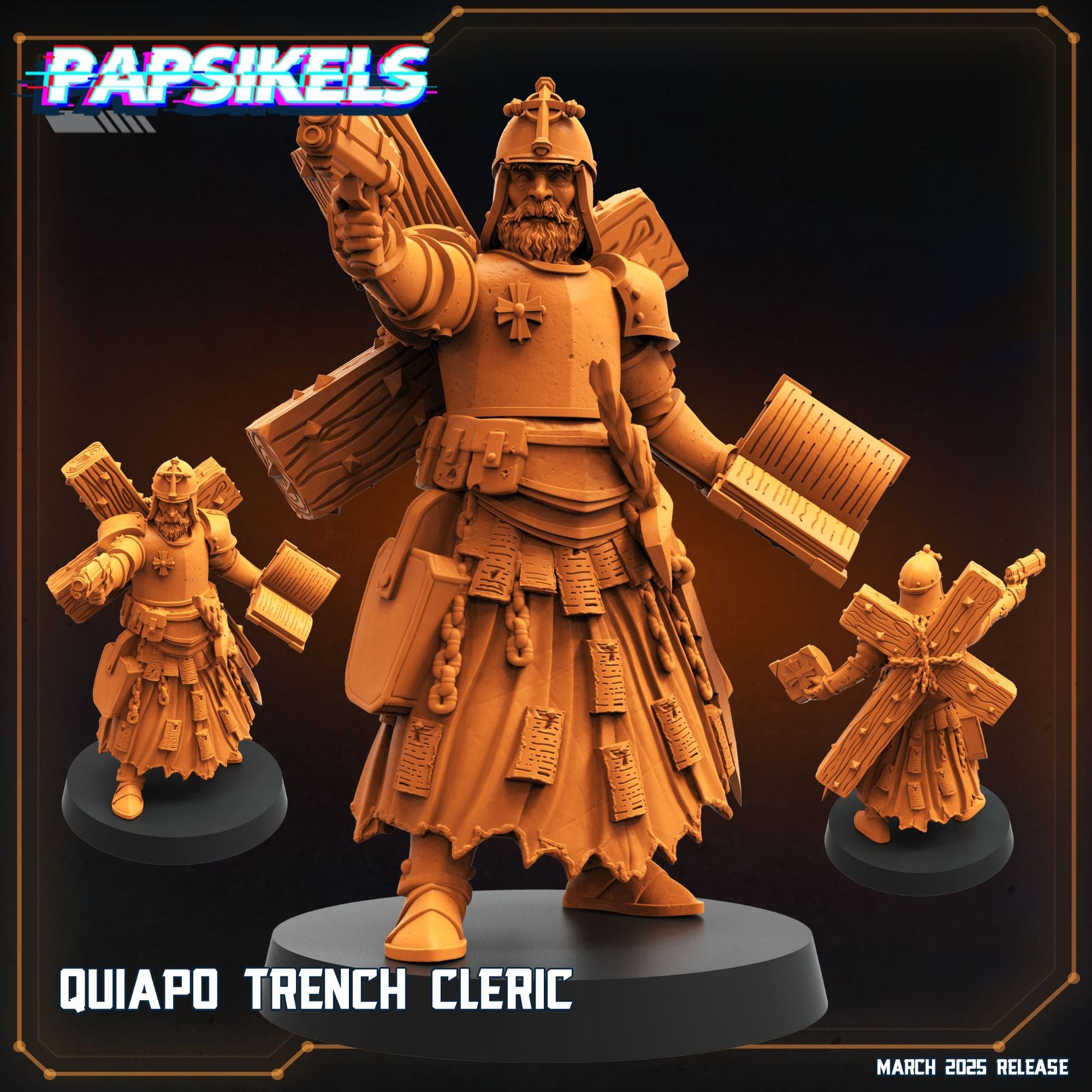Quiapo Trench Cleric - 3d Printed Miniature Sculpted by Papsikels Miniatures