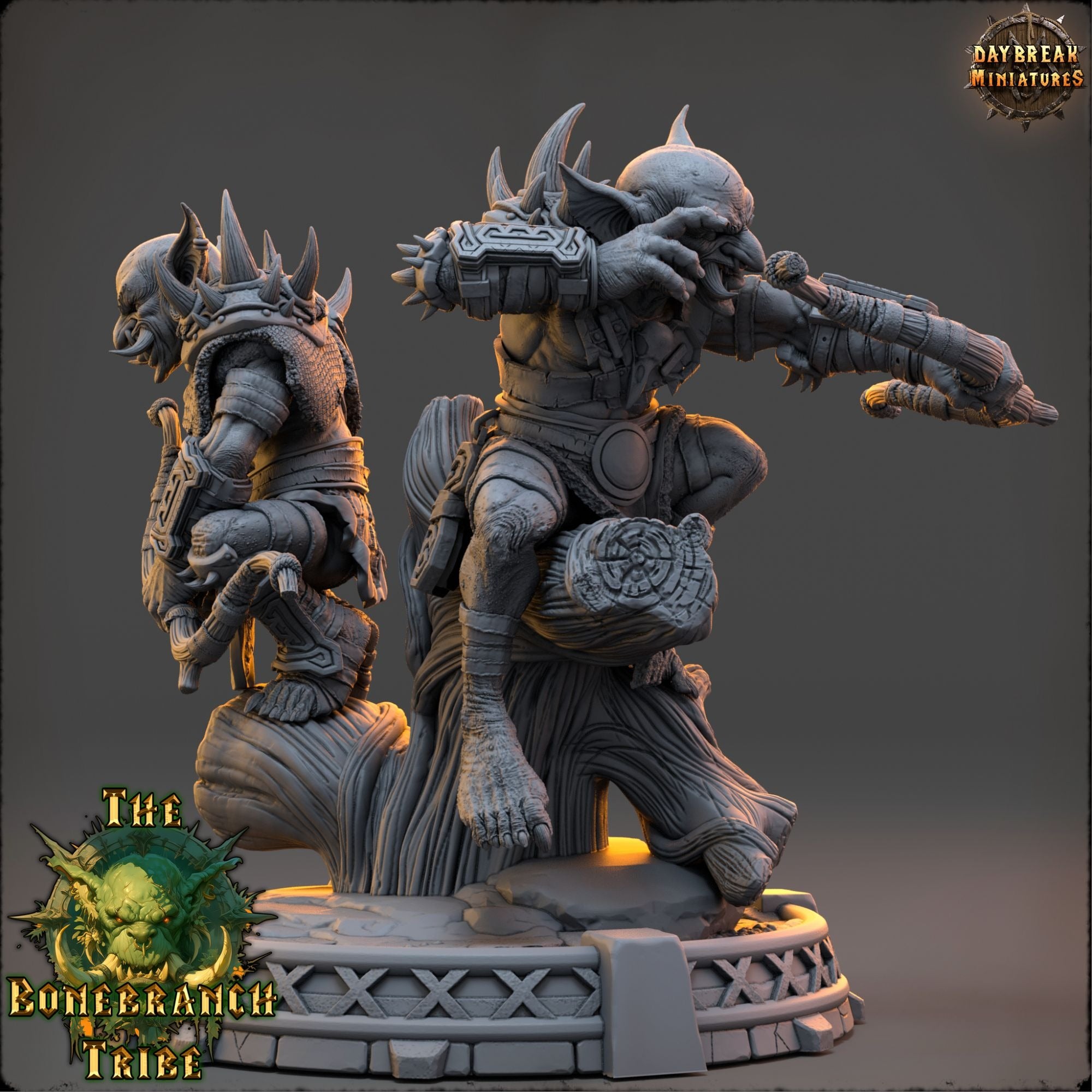 Brothers Mizzik and Hazza Skulker - The Bonebranch Tribe (Goblins) - 3d Printed Miniature sculpted by Daybreak Miniatures