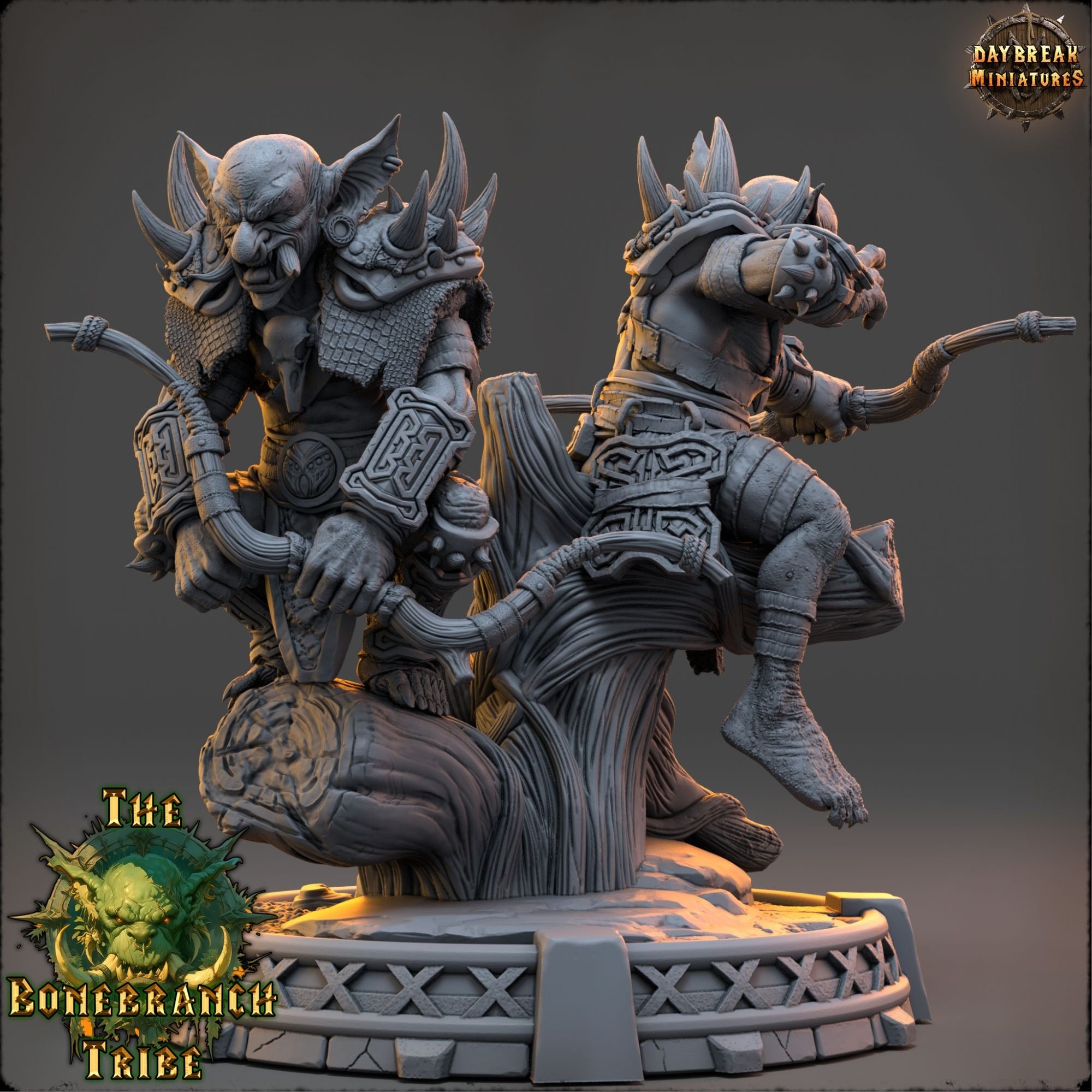 Brothers Mizzik and Hazza Skulker - The Bonebranch Tribe (Goblins) - 3d Printed Miniature sculpted by Daybreak Miniatures
