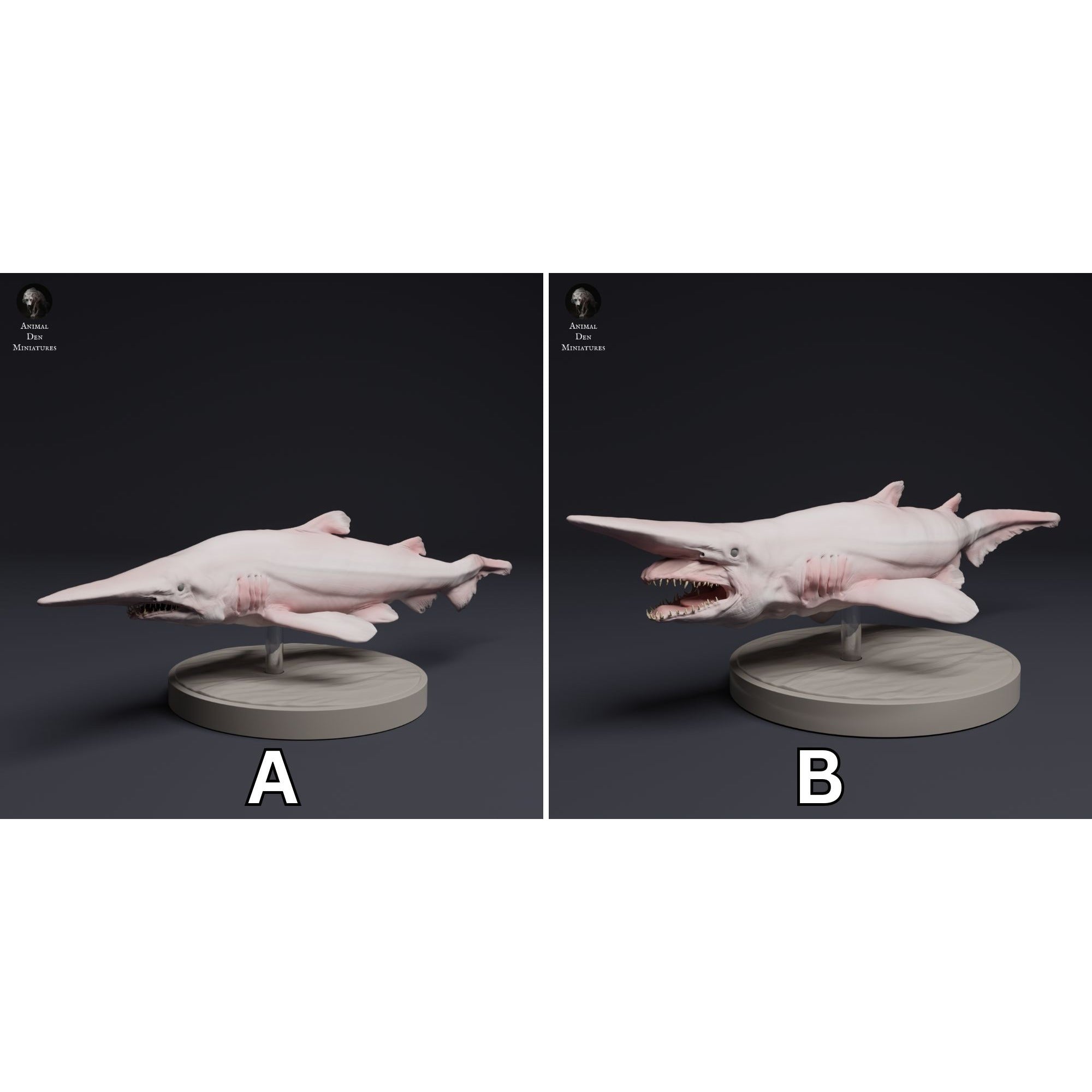 Goblin Shark - 3d Printed 1:32 Scale Miniature Sculpted by Animal Den