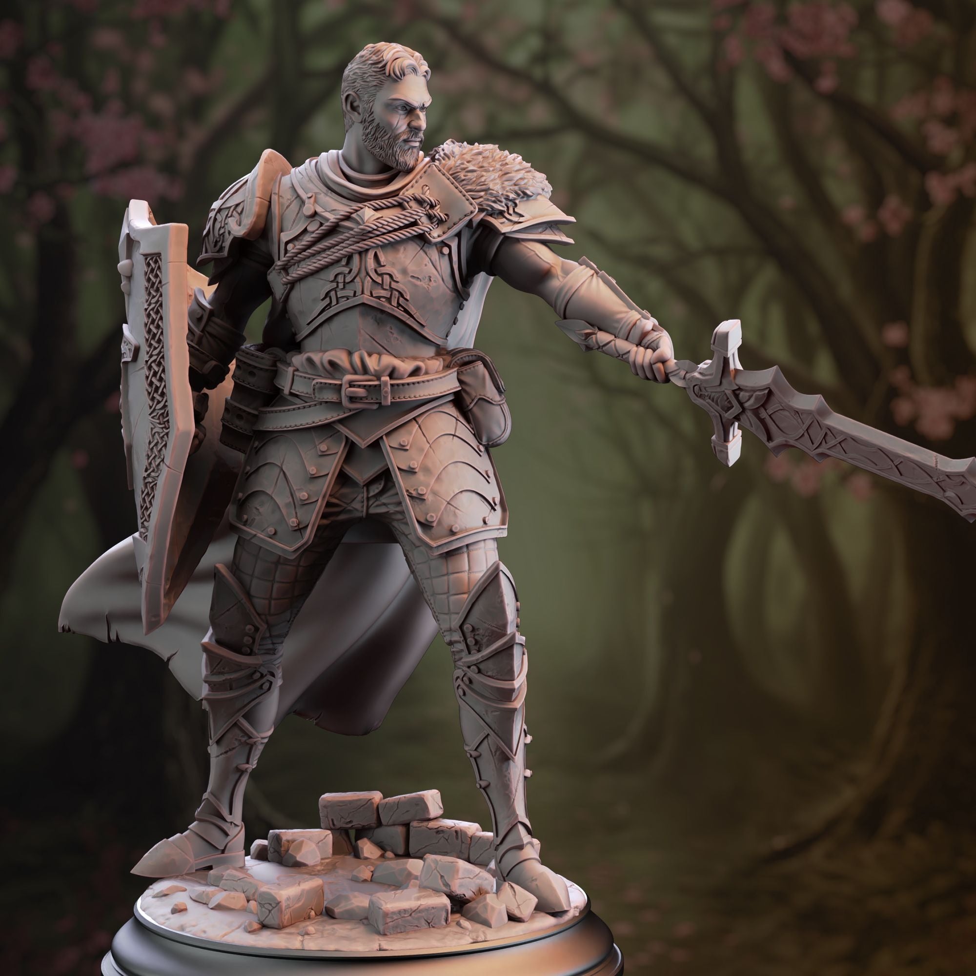 Lizarin, Paladin of Renmaeth - 3d Printed Miniature Sculpted by DM Stash