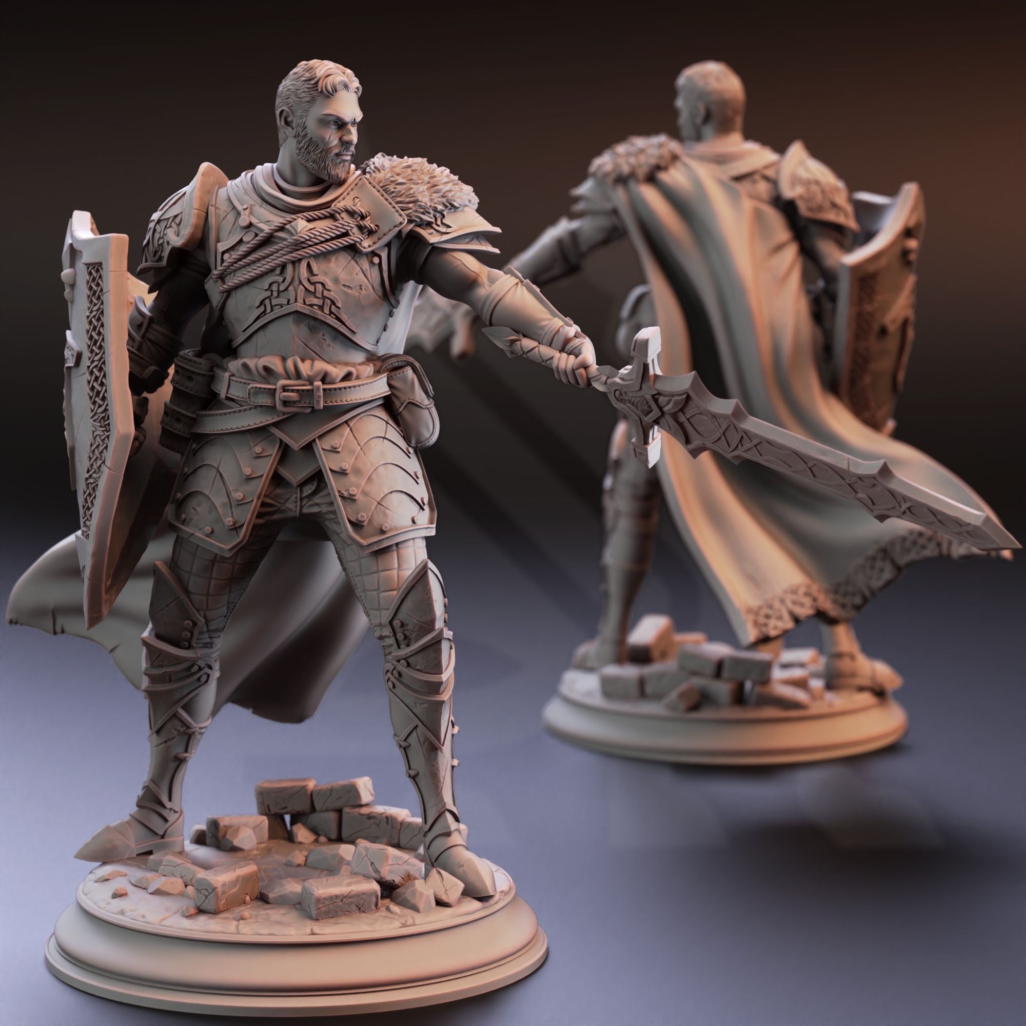 Lizarin, Paladin of Renmaeth - 3d Printed Miniature Sculpted by DM Stash