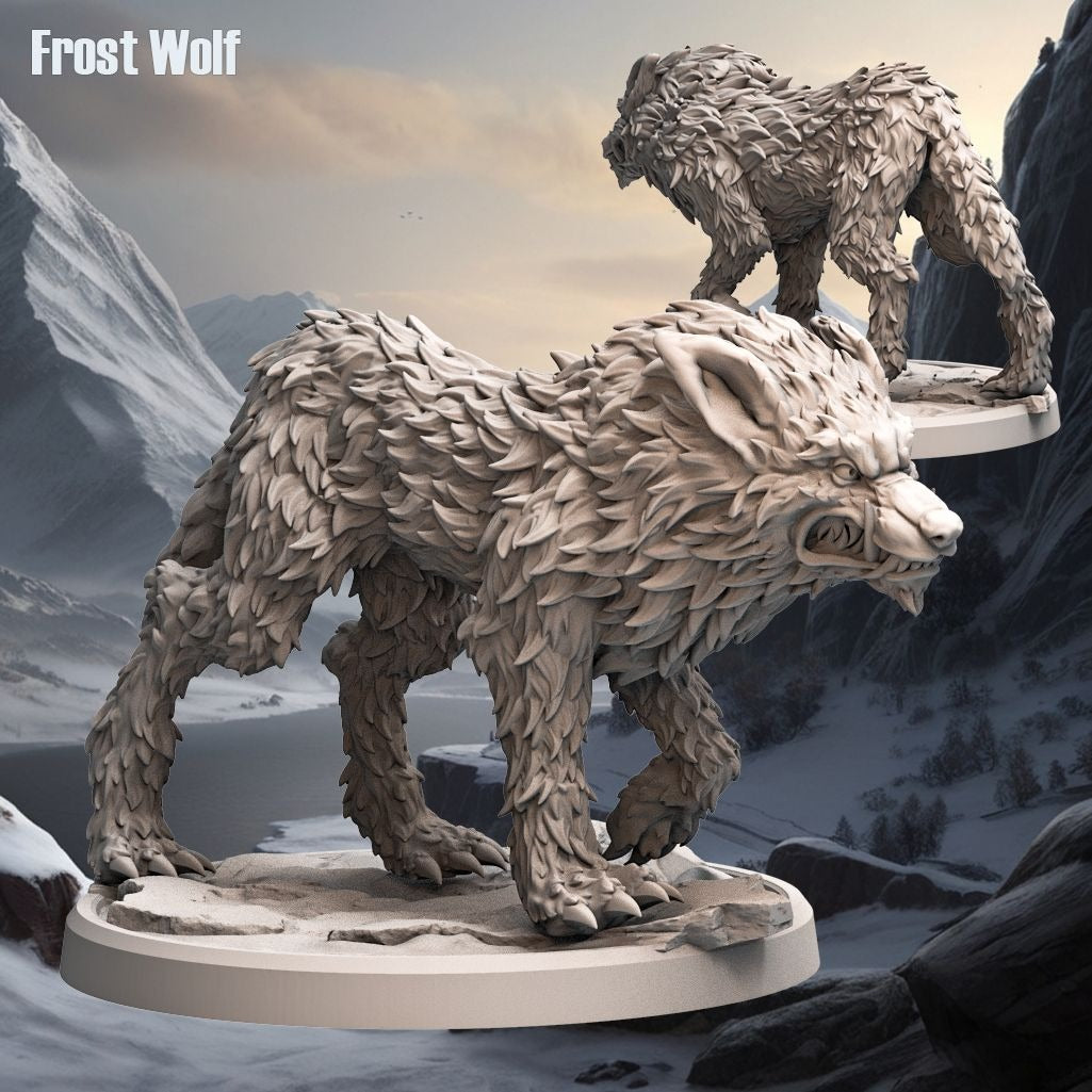 Frost Wolf - 3d Printed Miniature Sculpted by Monolith Arts