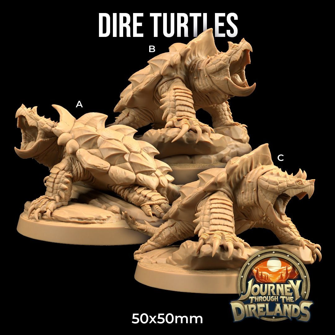 Dire Turtles - Journey Through the Direlands - 3d Printed Miniature Sculpted by Dragon Trappers Lodge