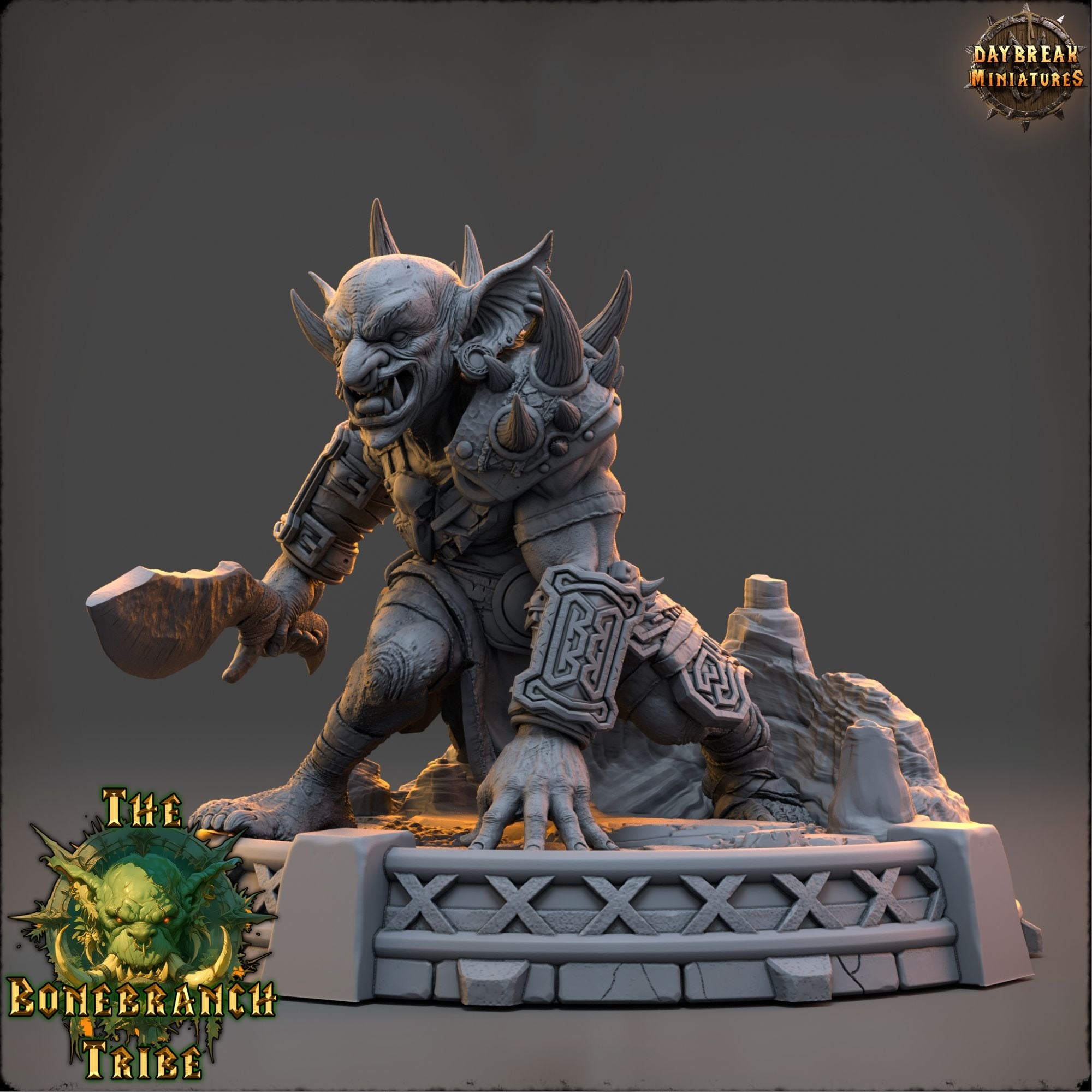 Drubz Bonefist - The Bonebranch Tribe (Goblins) - 3d Printed Miniature sculpted by Daybreak Miniatures