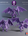 Novice Knights - Amethyst Clan Gargoyles - 3d Printed Miniature Sculpted by Blackcrest Miniatures