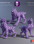 Stone Hounds - Amethyst Clan Gargoyles - 3d Printed Miniature Sculpted by Blackcrest Miniatures