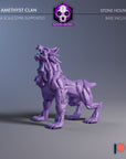 Stone Hounds - Amethyst Clan Gargoyles - 3d Printed Miniature Sculpted by Blackcrest Miniatures