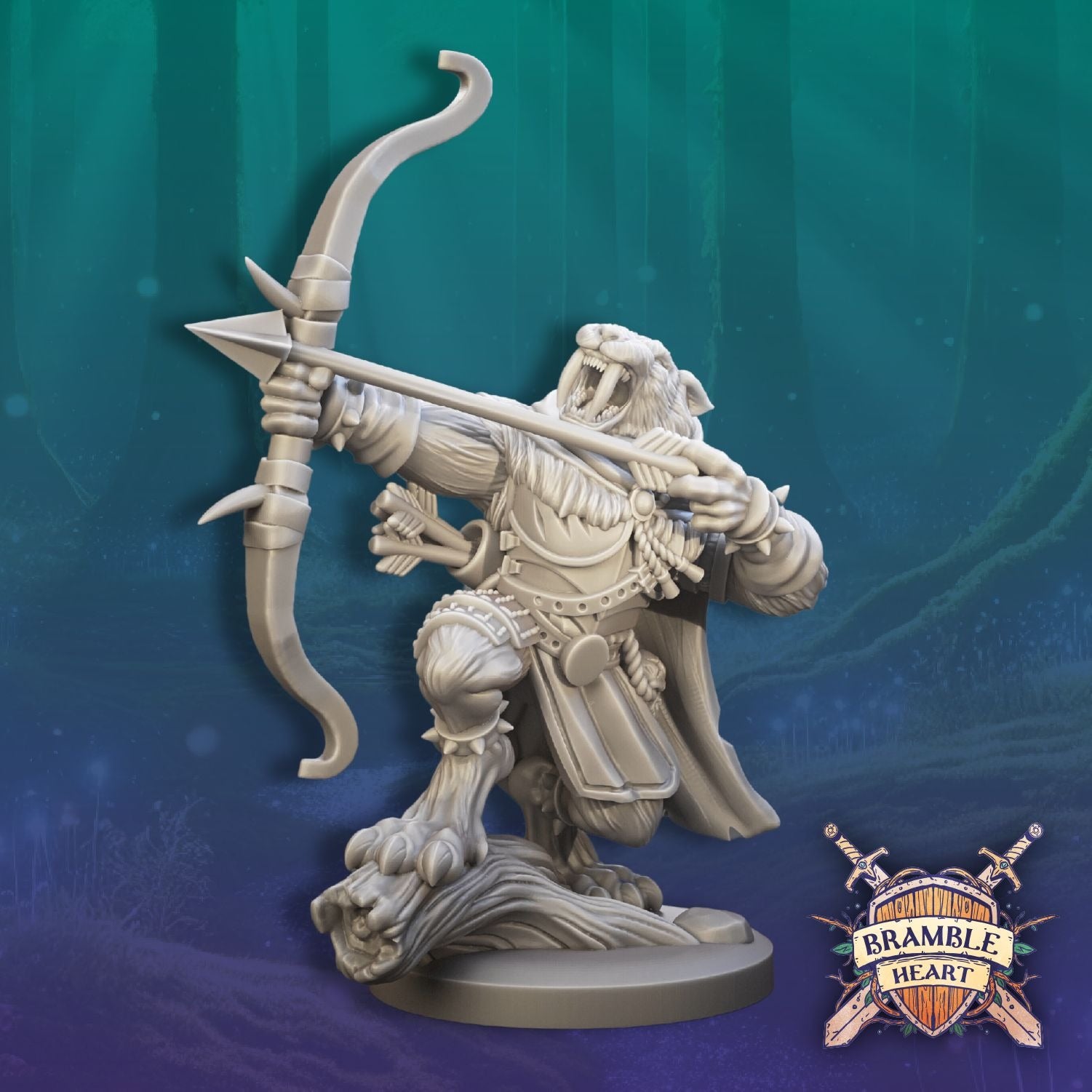 Sabertooth Tracker - Brambleheart - 3d Printed Miniature sculpted by Kraken Games Lab
