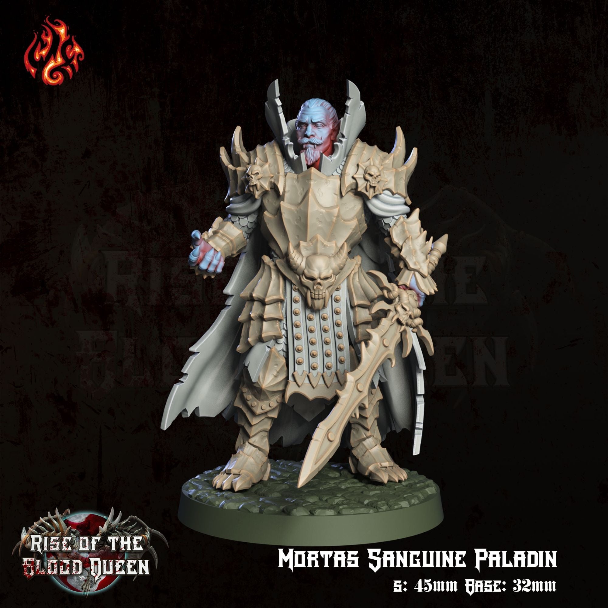 Mortas, Sanguine Paladin - 3d Printed Miniature Sculpted by Crippled God Foundry