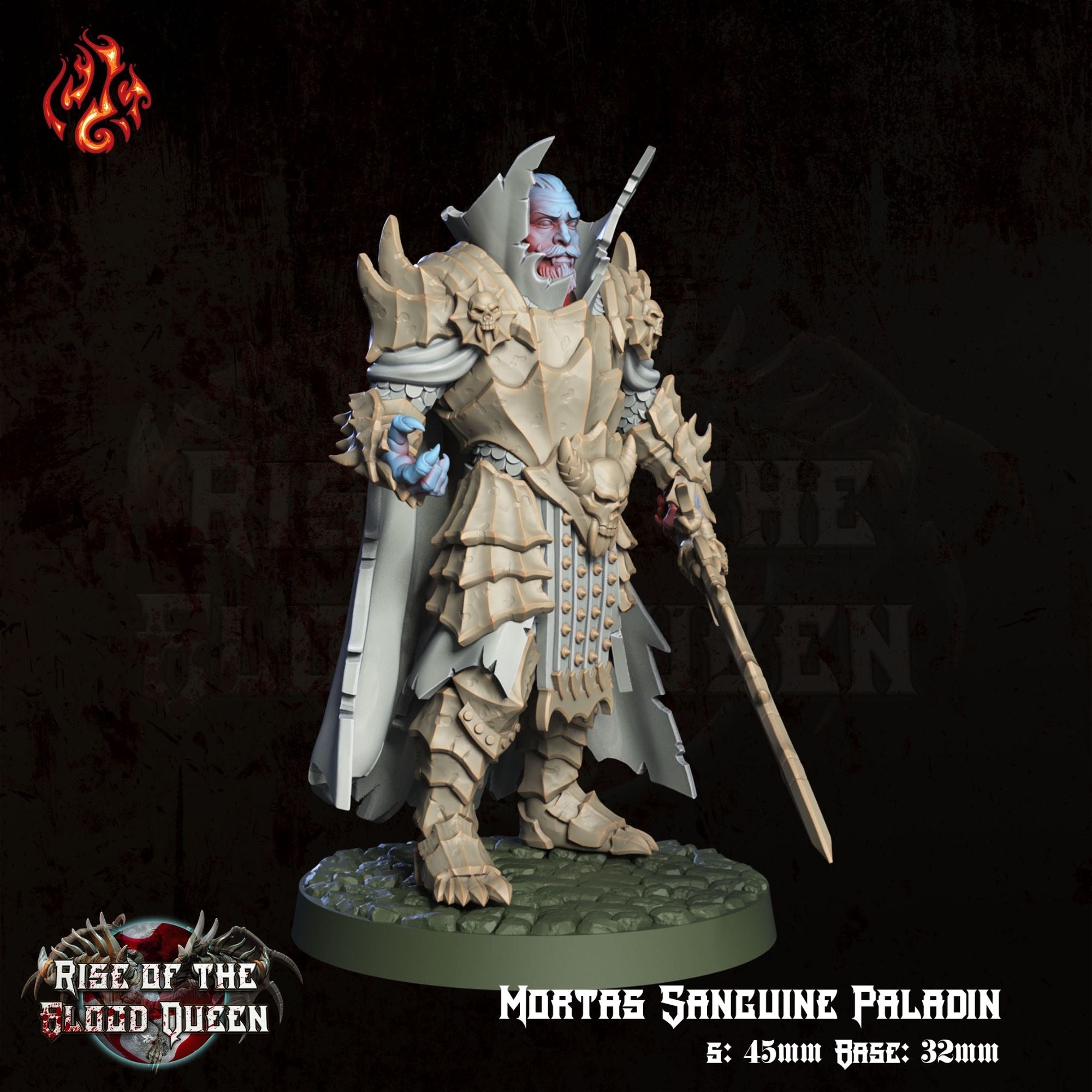 Mortas, Sanguine Paladin - 3d Printed Miniature Sculpted by Crippled God Foundry