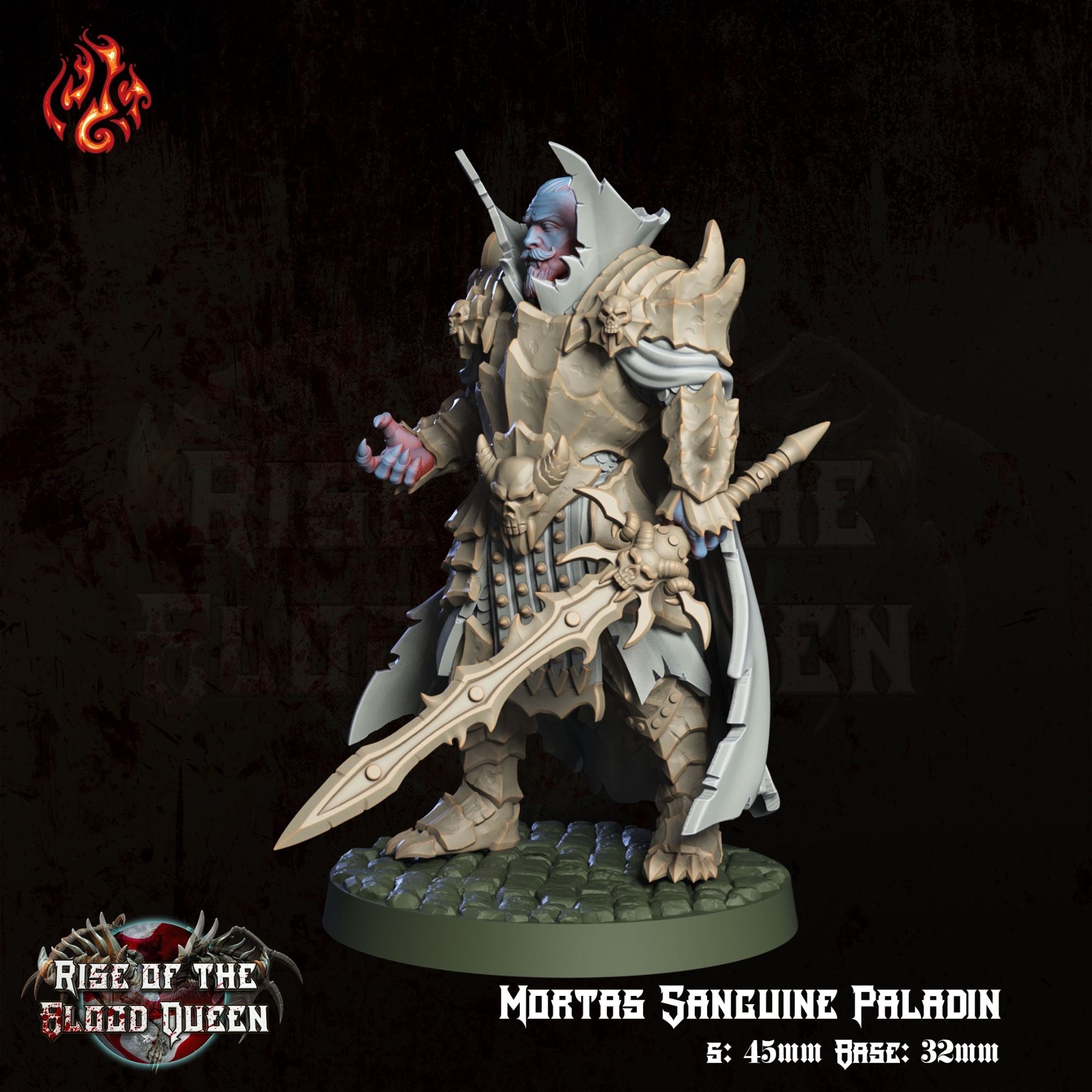 Mortas, Sanguine Paladin - 3d Printed Miniature Sculpted by Crippled God Foundry