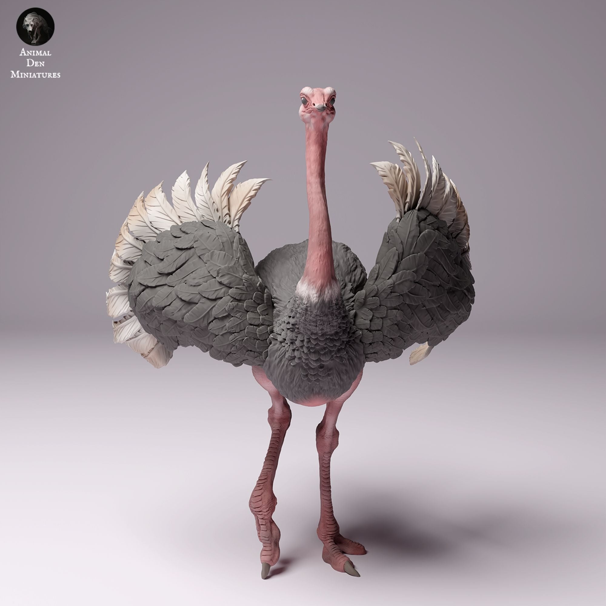 North African Ostrich Male - 3d Printed 1:24 Scale Miniature by Animal Den