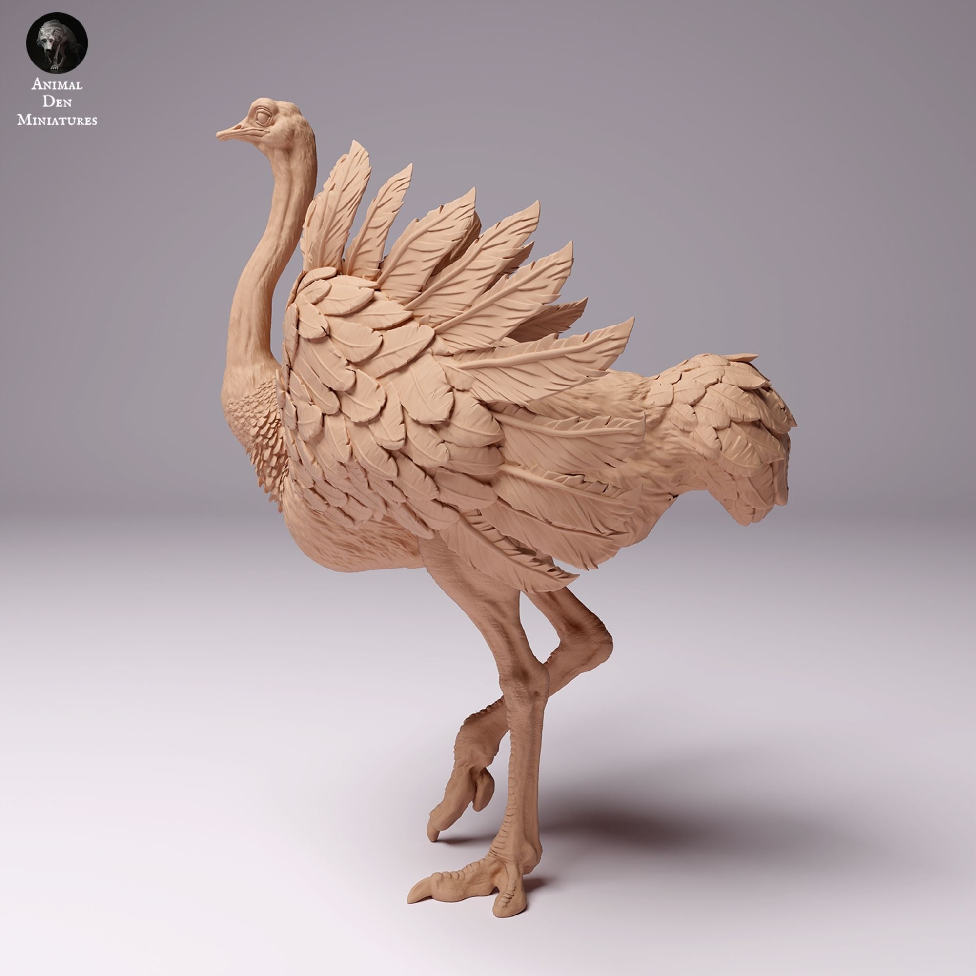 North African Ostrich Male - 3d Printed 1:24 Scale Miniature by Animal Den