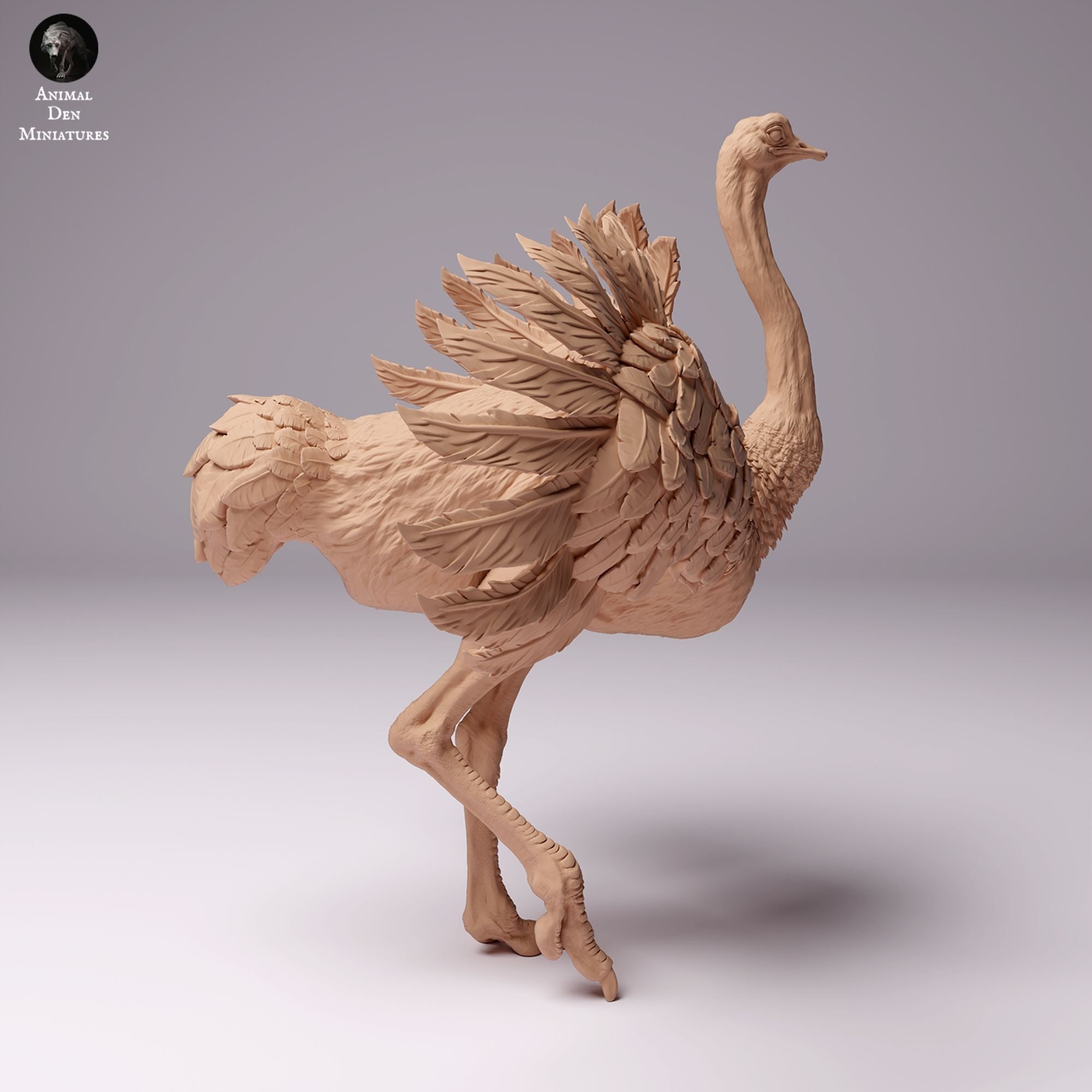 North African Ostrich Male - 3d Printed 1:24 Scale Miniature by Animal Den