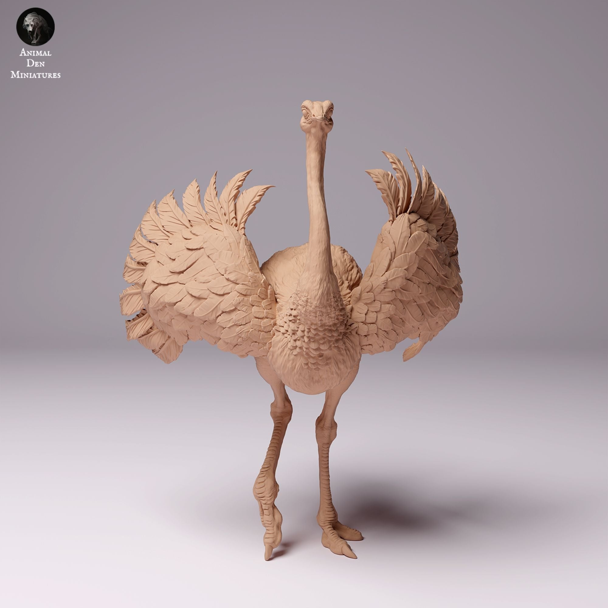 North African Ostrich Male - 3d Printed 1:24 Scale Miniature by Animal Den