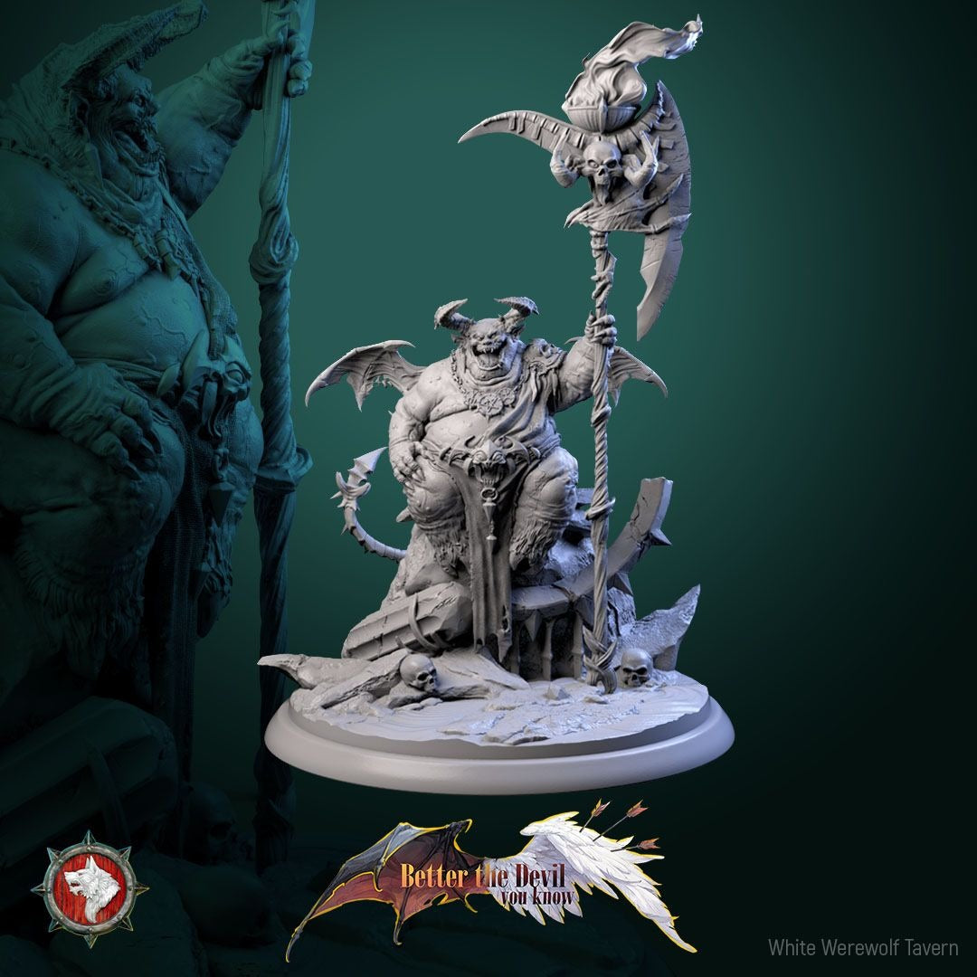 Gal'Garin the Usurper - Better the Devil You Know - 3d Printed Miniature Sculpted by White Werewolf Tavern