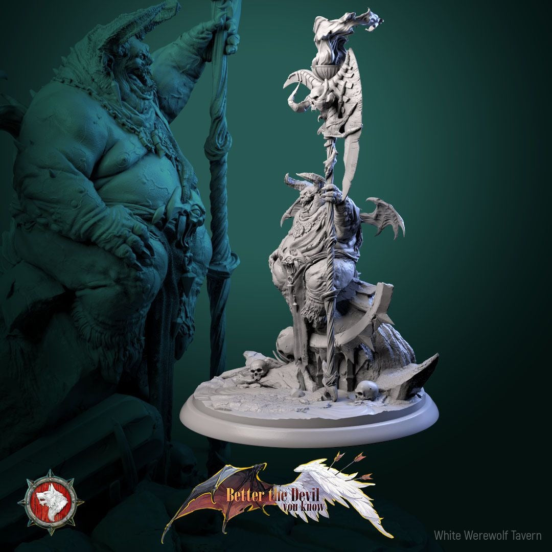 Gal'Garin the Usurper - Better the Devil You Know - 3d Printed Miniature Sculpted by White Werewolf Tavern