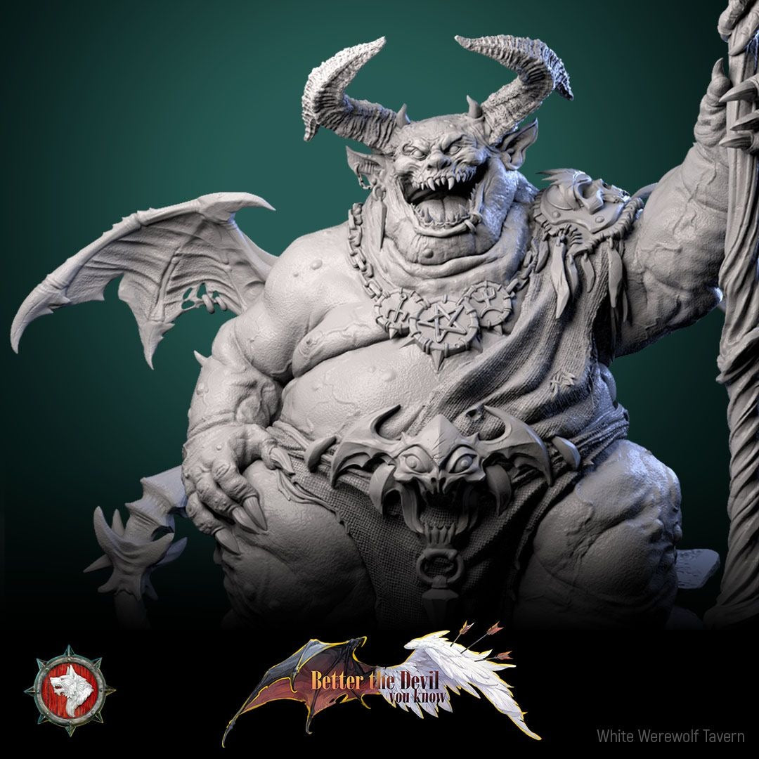 Gal'Garin the Usurper - Better the Devil You Know - 3d Printed Miniature Sculpted by White Werewolf Tavern
