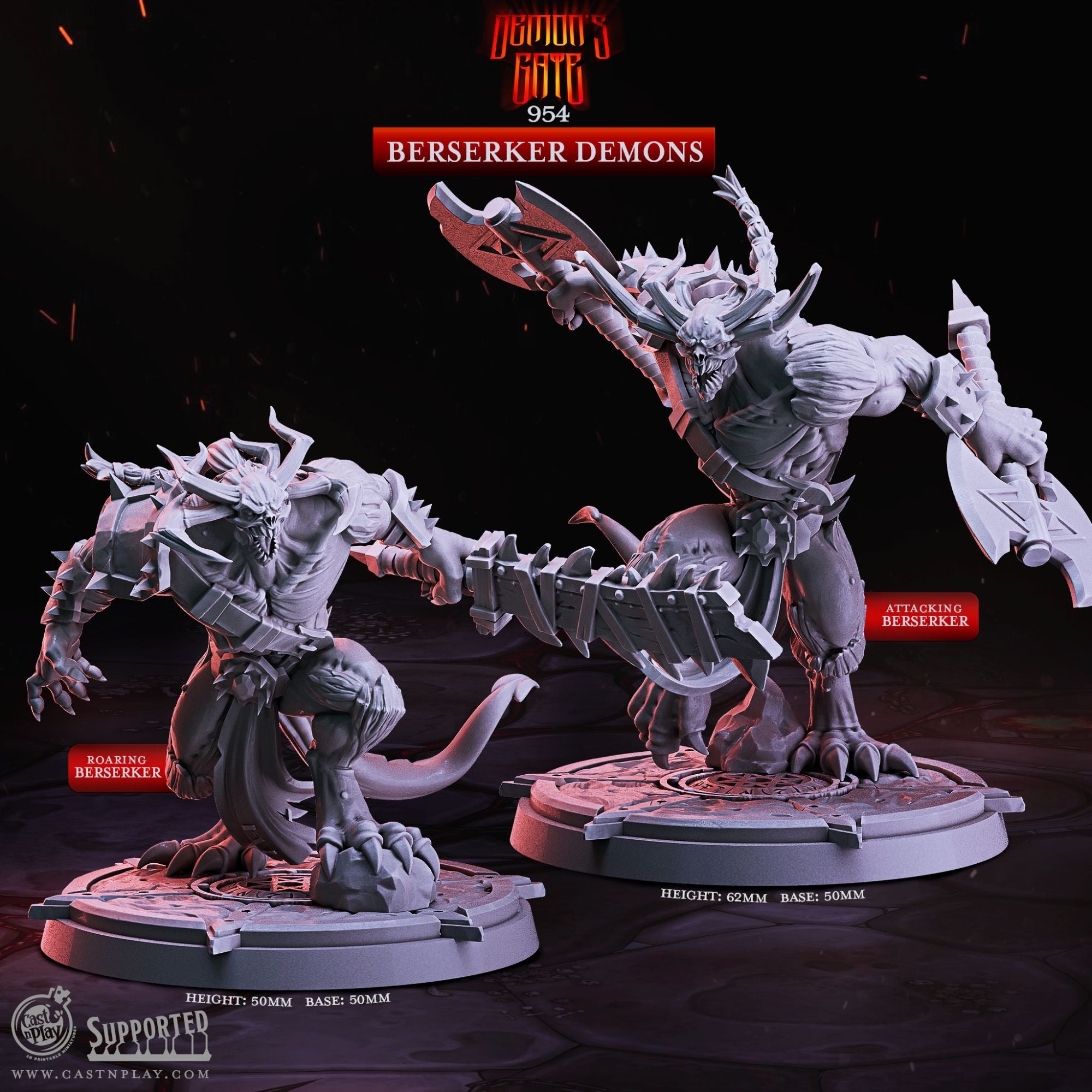 Berserker Demons - Demon's Gate - 3d Printed Miniature Sculpted by Cast N Play