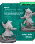 Rokan, Badger Monk - Brambleheart - 3d Printed Miniature sculpted by Kraken Games Lab