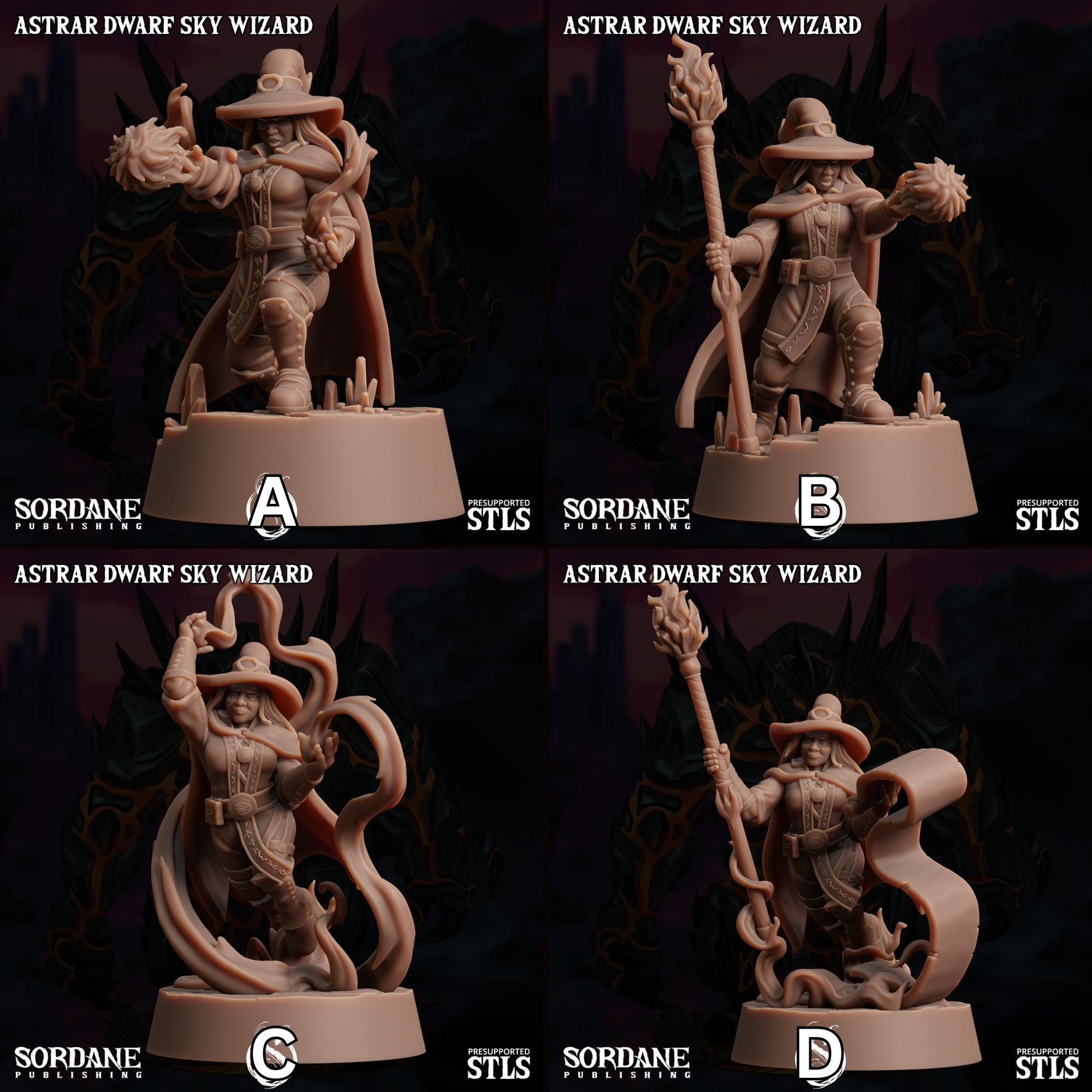 Astrar (Sky Dwarf) Wizard -  3d Printed Miniature Sculpted by Sordane Publishing