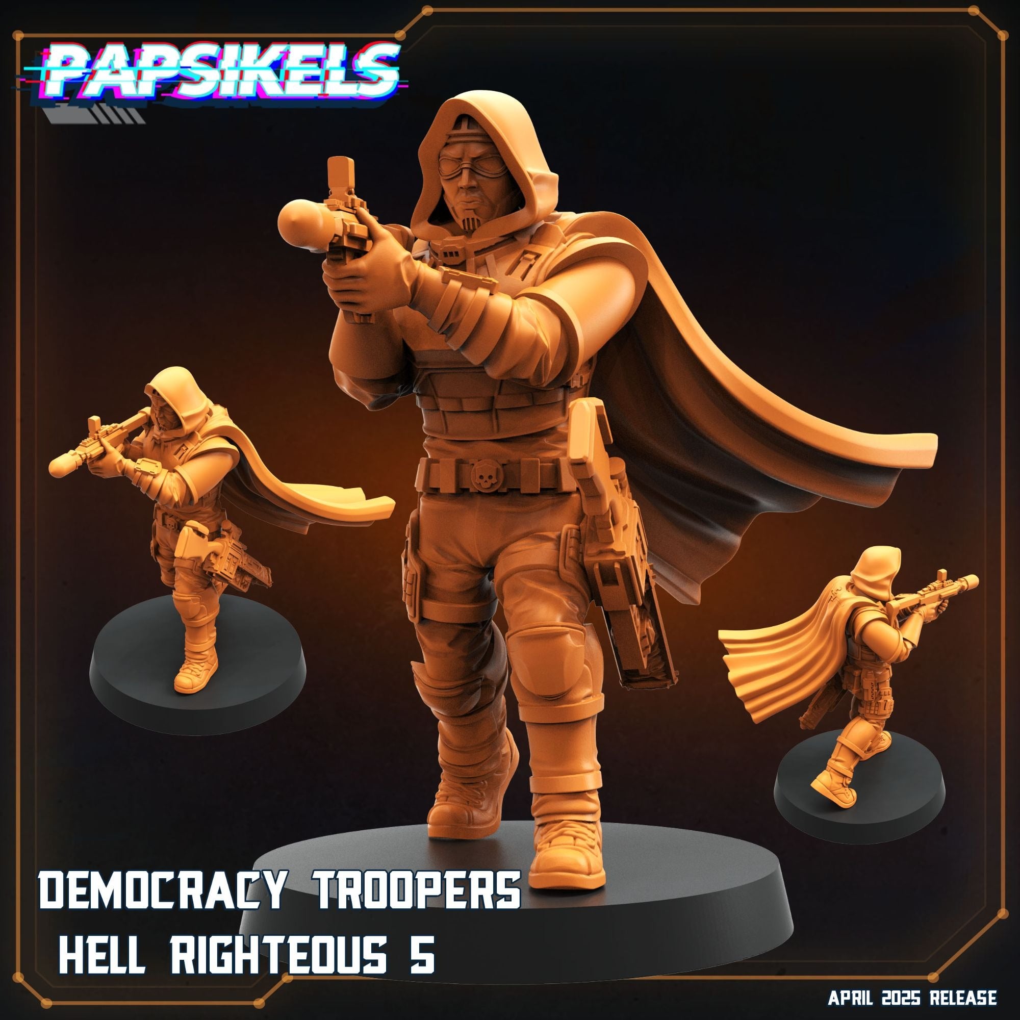 Democracy Troopers Hell Righteous - 3d Printed Miniature Sculpted by Papsikels Miniatures