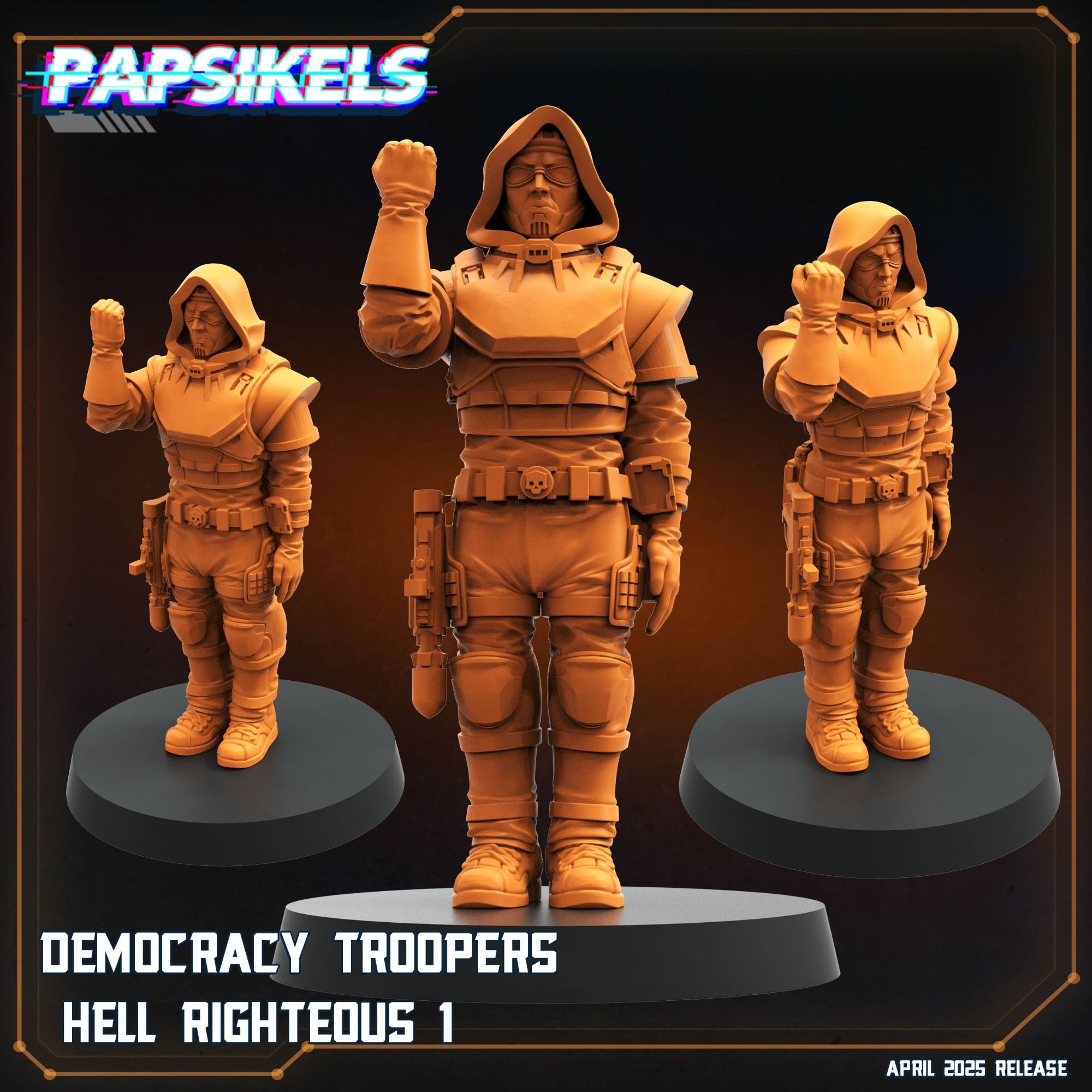 Democracy Troopers Hell Righteous - 3d Printed Miniature Sculpted by Papsikels Miniatures