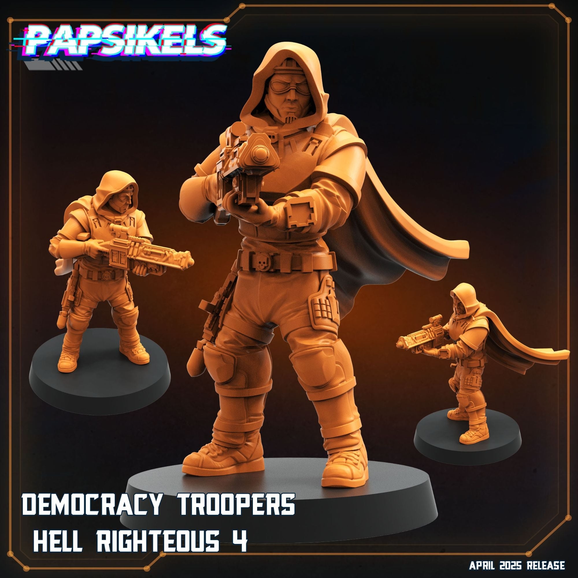 Democracy Troopers Hell Righteous - 3d Printed Miniature Sculpted by Papsikels Miniatures