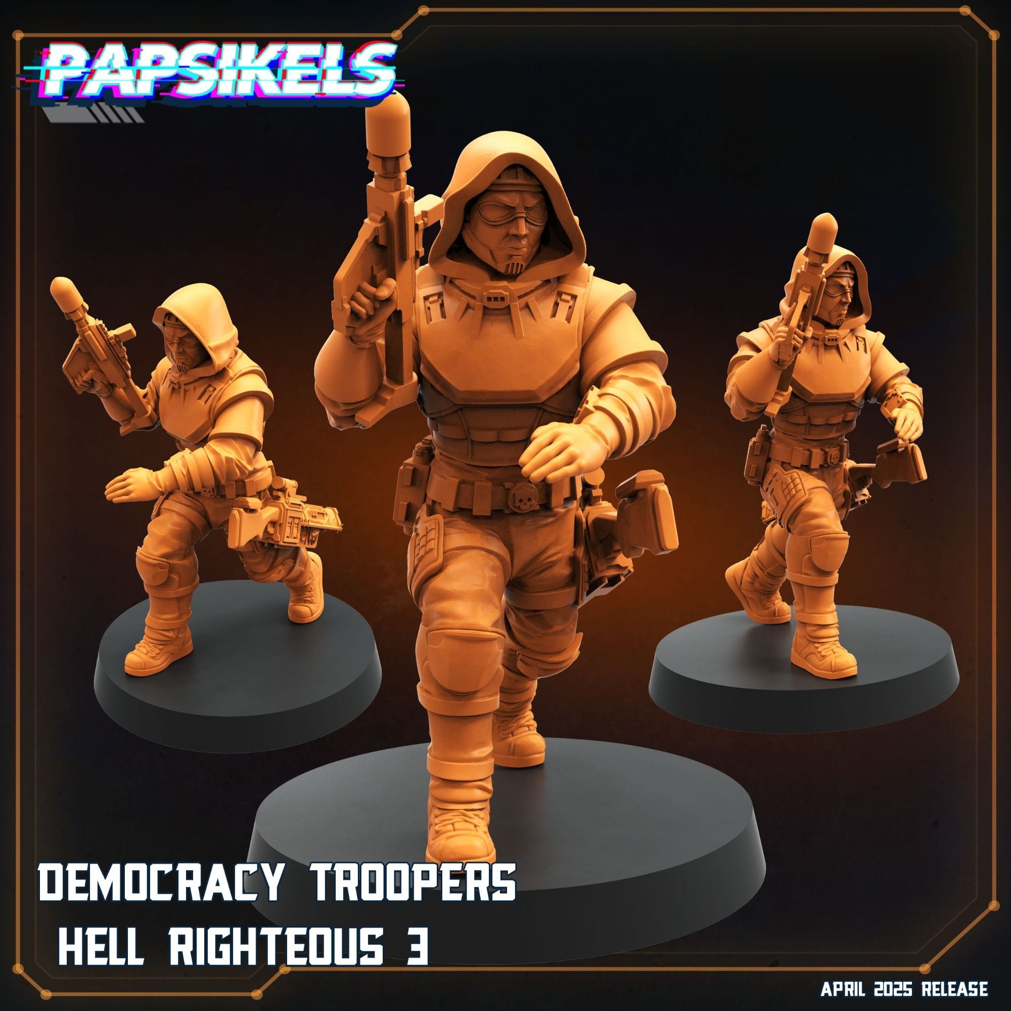 Democracy Troopers Hell Righteous - 3d Printed Miniature Sculpted by Papsikels Miniatures