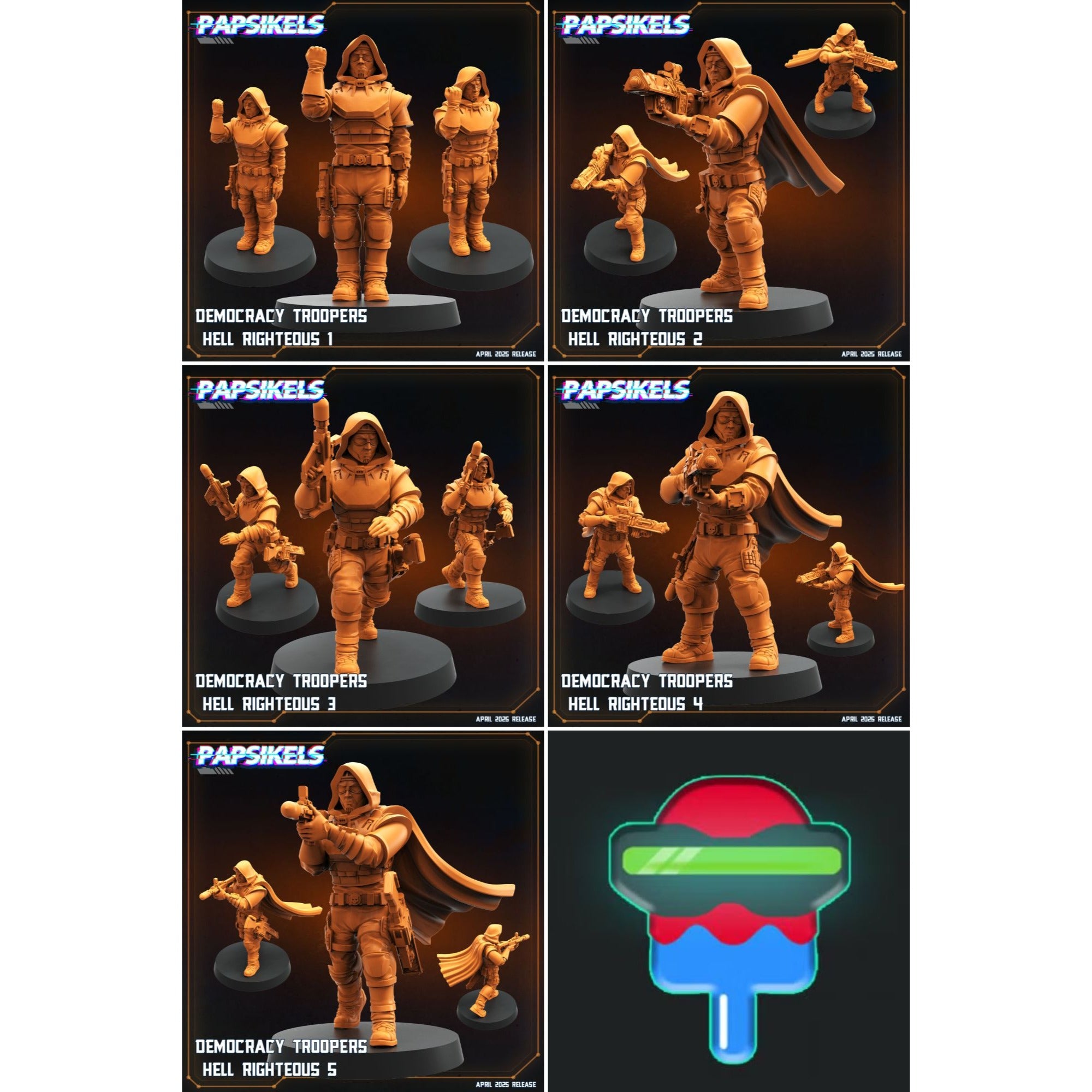 Democracy Troopers Hell Righteous - 3d Printed Miniature Sculpted by Papsikels Miniatures