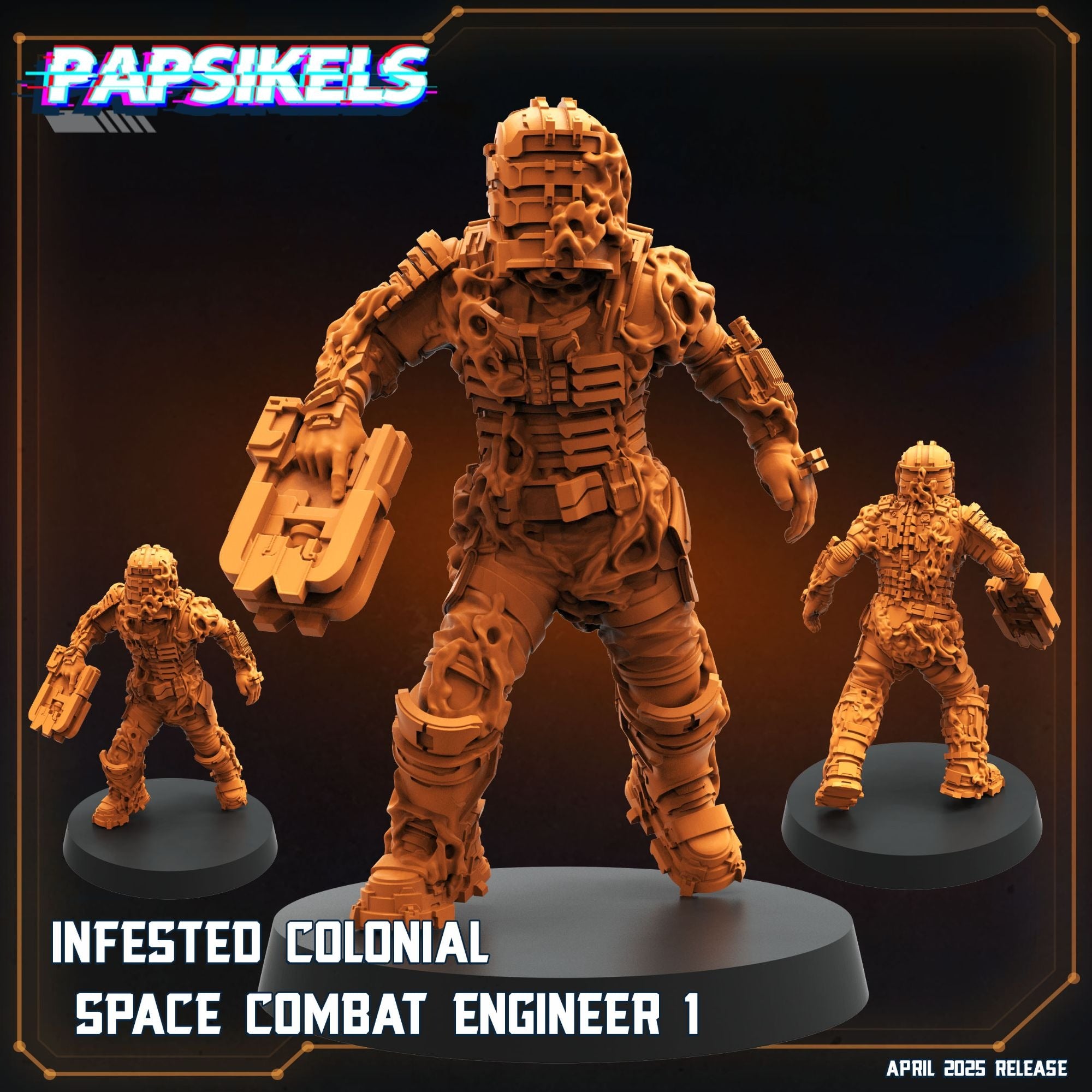 Infested Colonial Space Combat Engineer - 3d Printed Miniature Sculpted by Papsikels Miniatures
