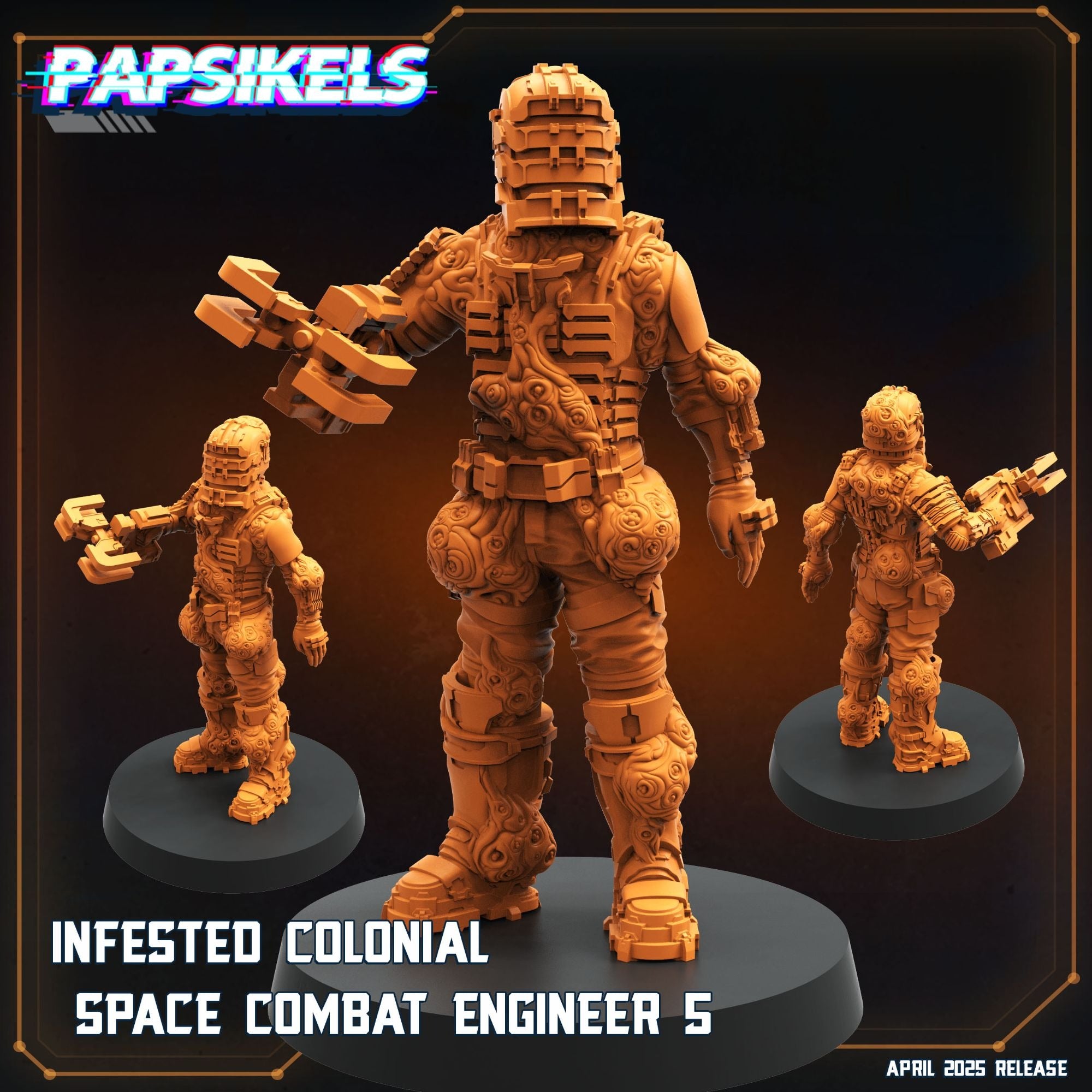 Infested Colonial Space Combat Engineer - 3d Printed Miniature Sculpted by Papsikels Miniatures