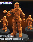 Infested Colonial Space Combat Engineer - 3d Printed Miniature Sculpted by Papsikels Miniatures