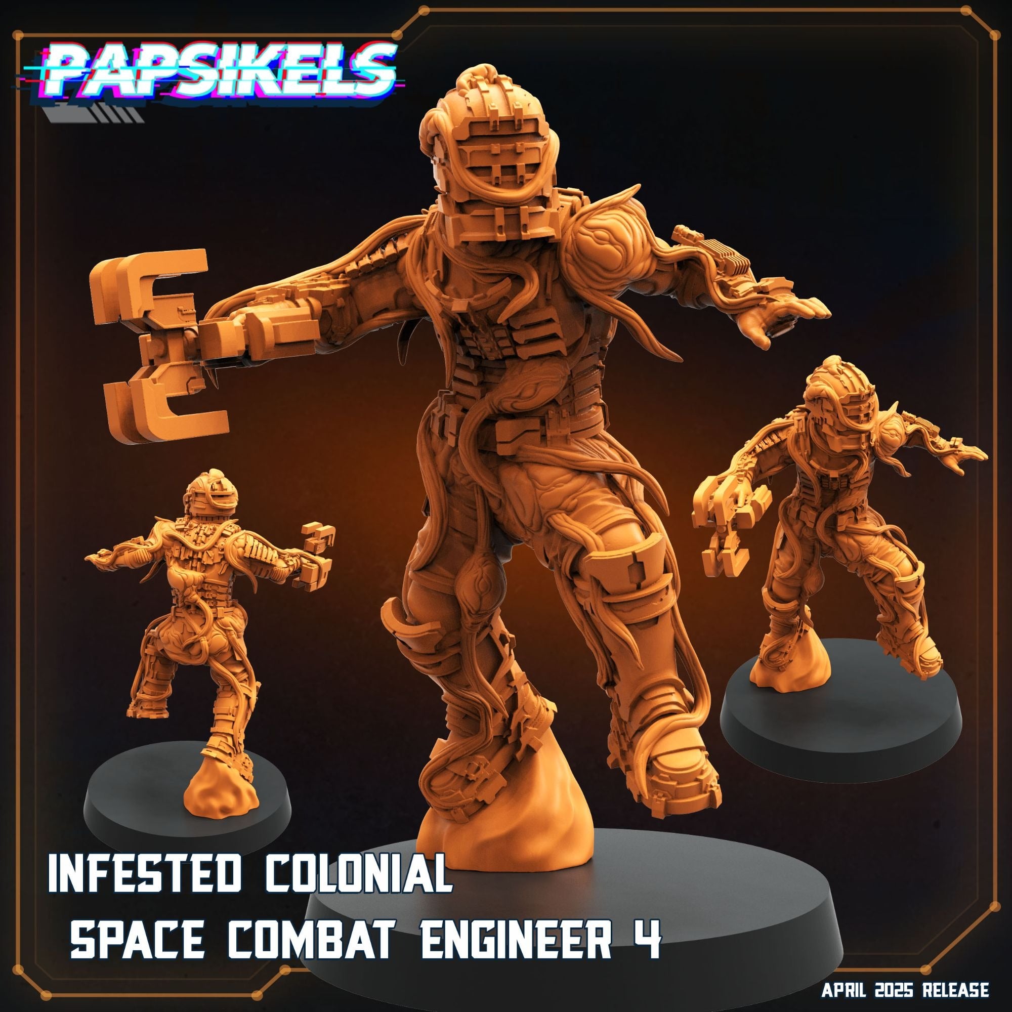 Infested Colonial Space Combat Engineer - 3d Printed Miniature Sculpted by Papsikels Miniatures