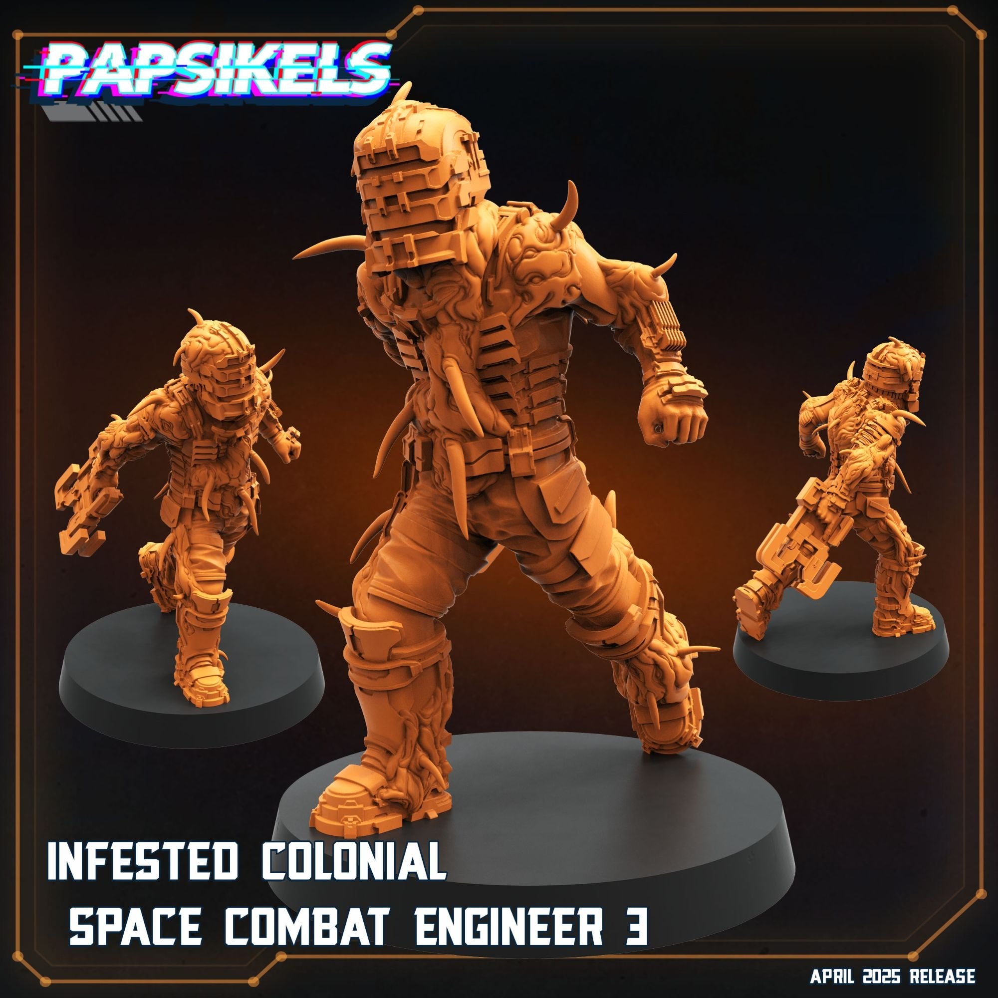 Infested Colonial Space Combat Engineer - 3d Printed Miniature Sculpted by Papsikels Miniatures