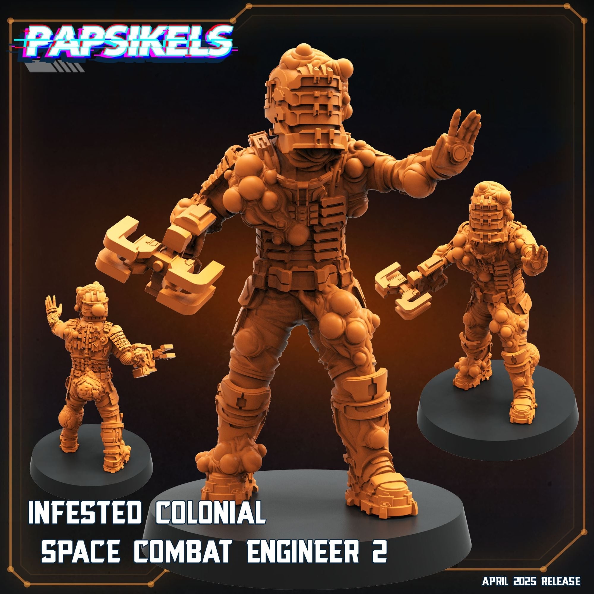 Infested Colonial Space Combat Engineer - 3d Printed Miniature Sculpted by Papsikels Miniatures